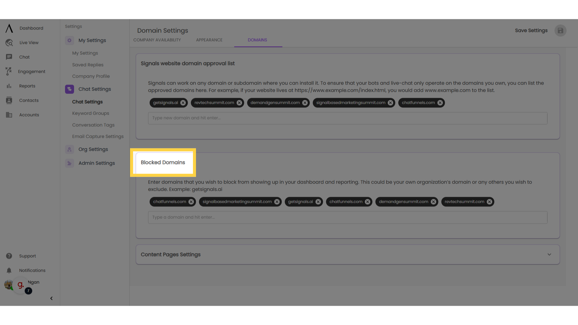 Blocked Domains