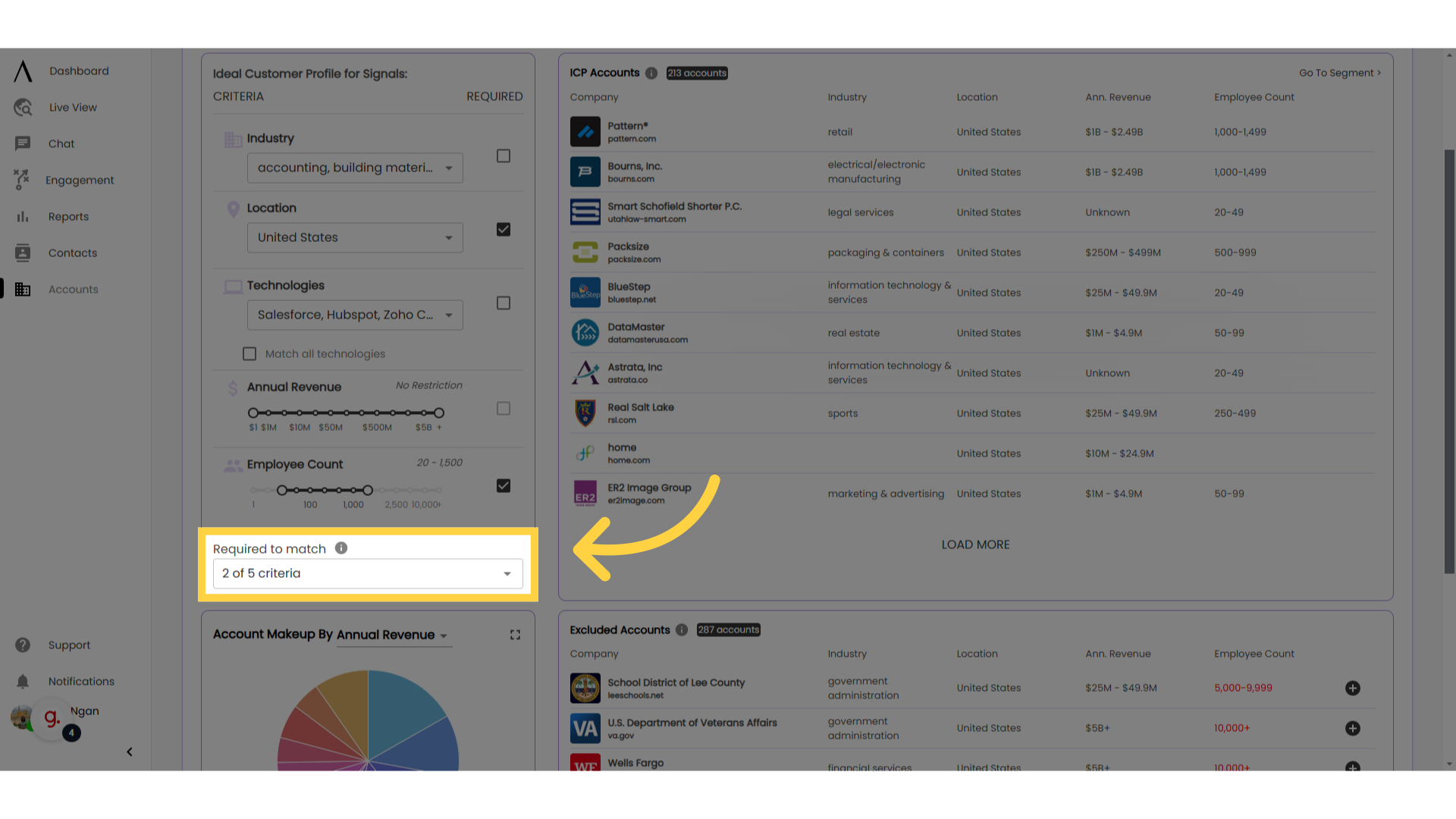 Configure match criteria