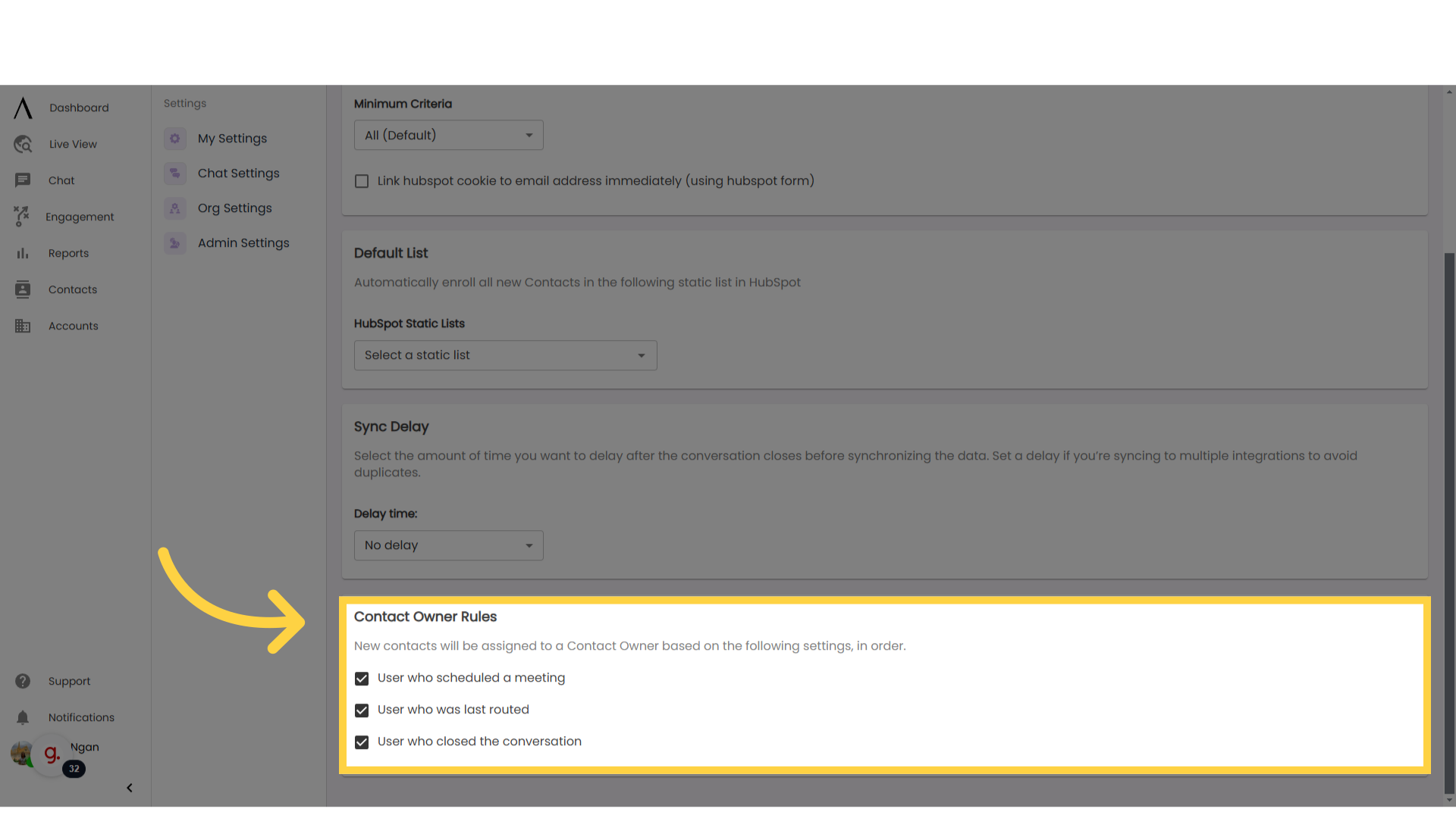 Determine 'Contact Owner Rules'