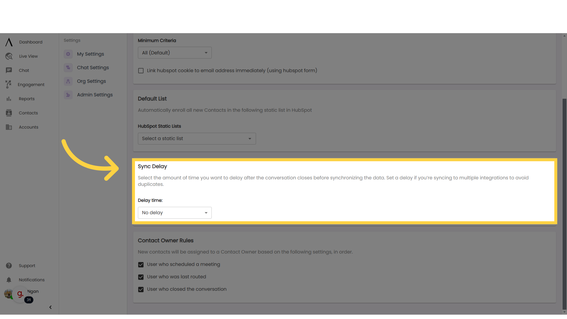 Establish delay times