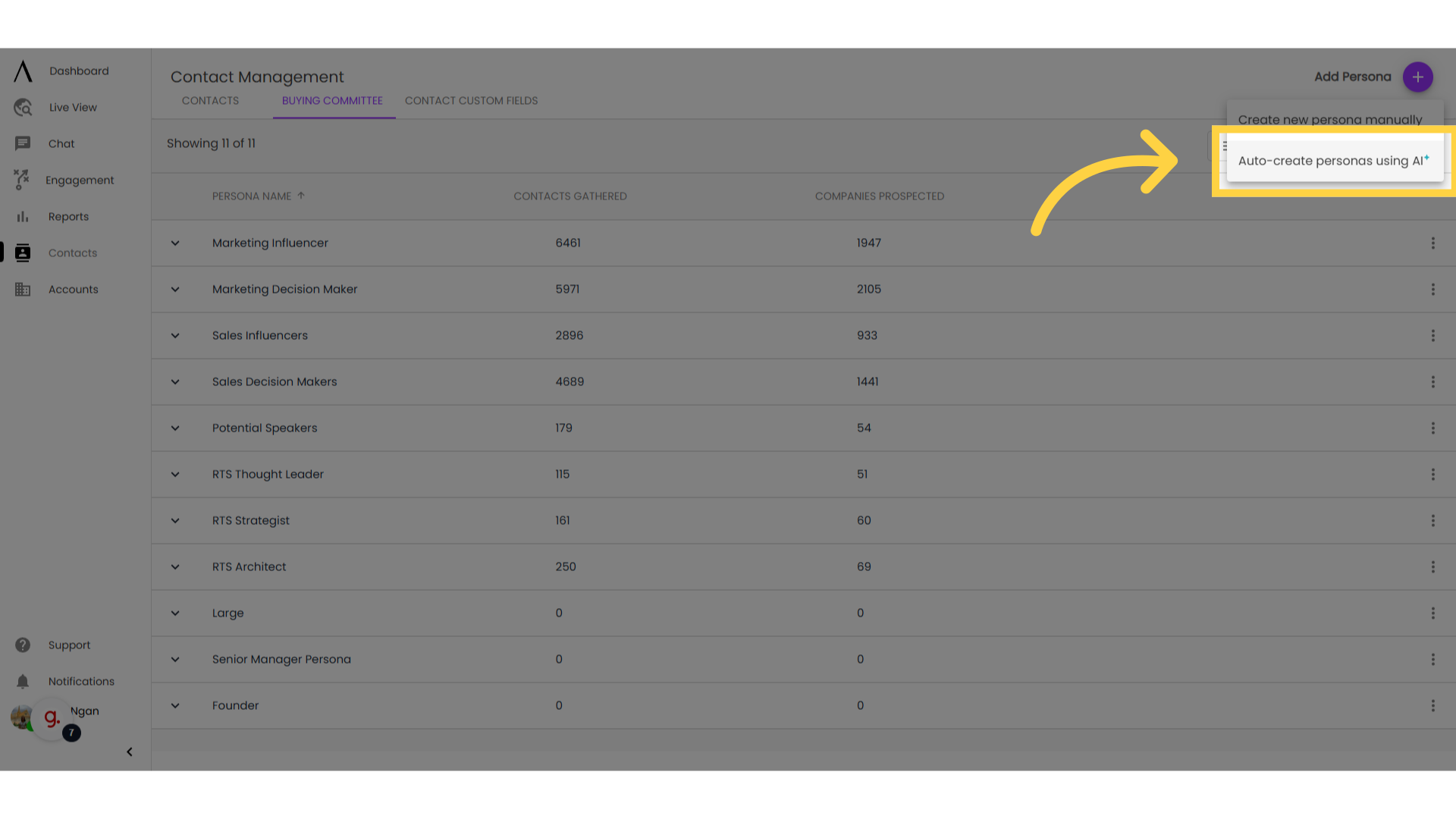 Click 'Create personas using AI'