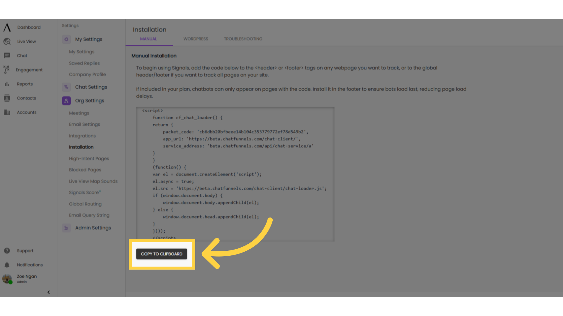 Copy Signals script