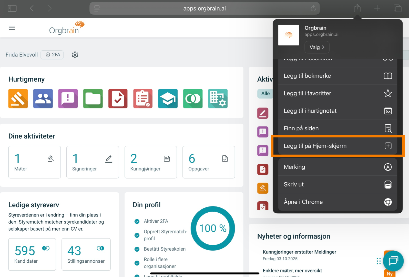 Legg til på Hjem-skjerm
