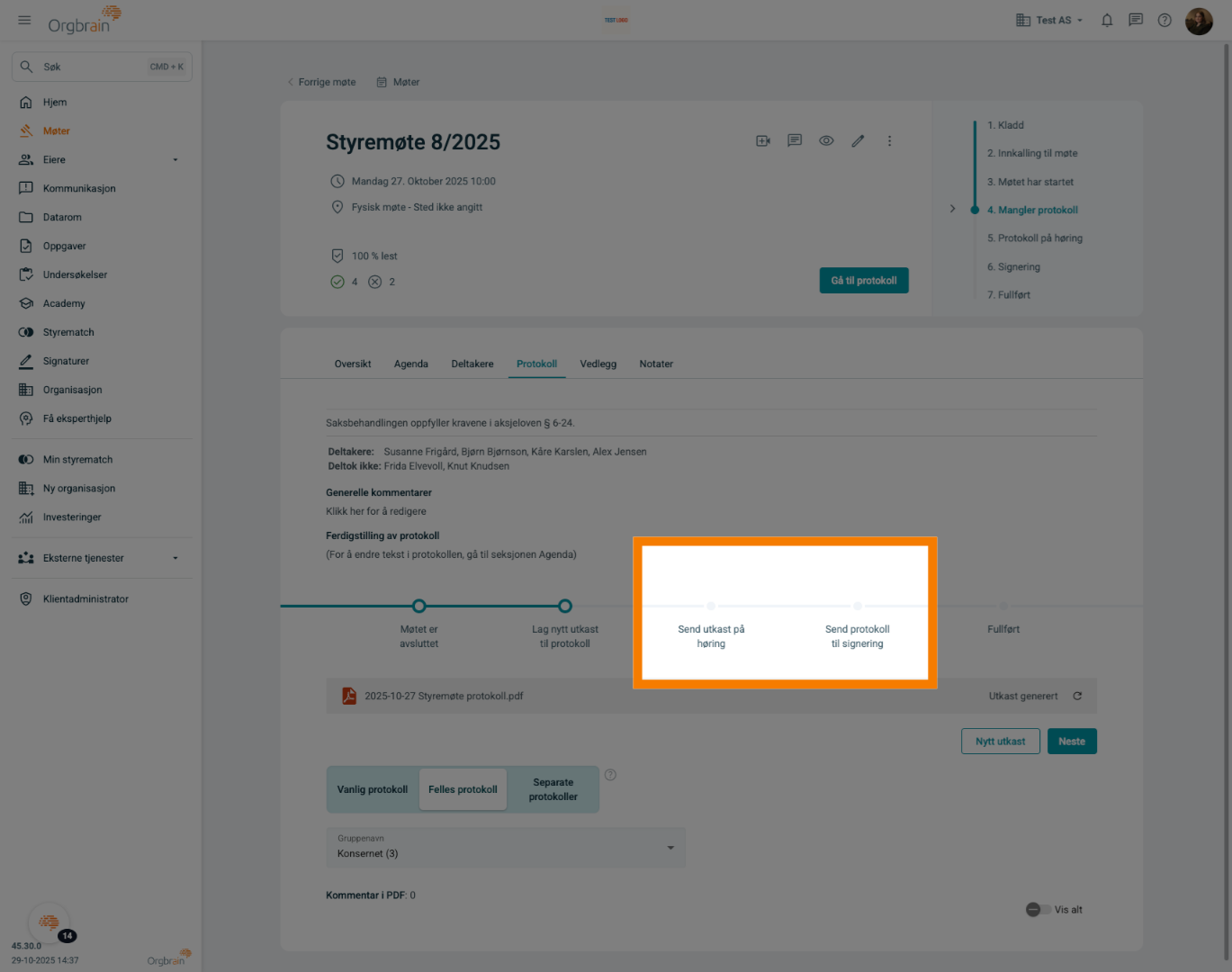 Ferdigstilling protokoll