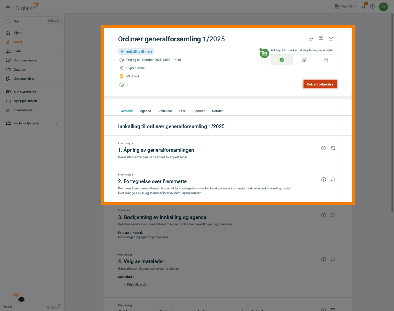 Tilgang til generalforsamlingen