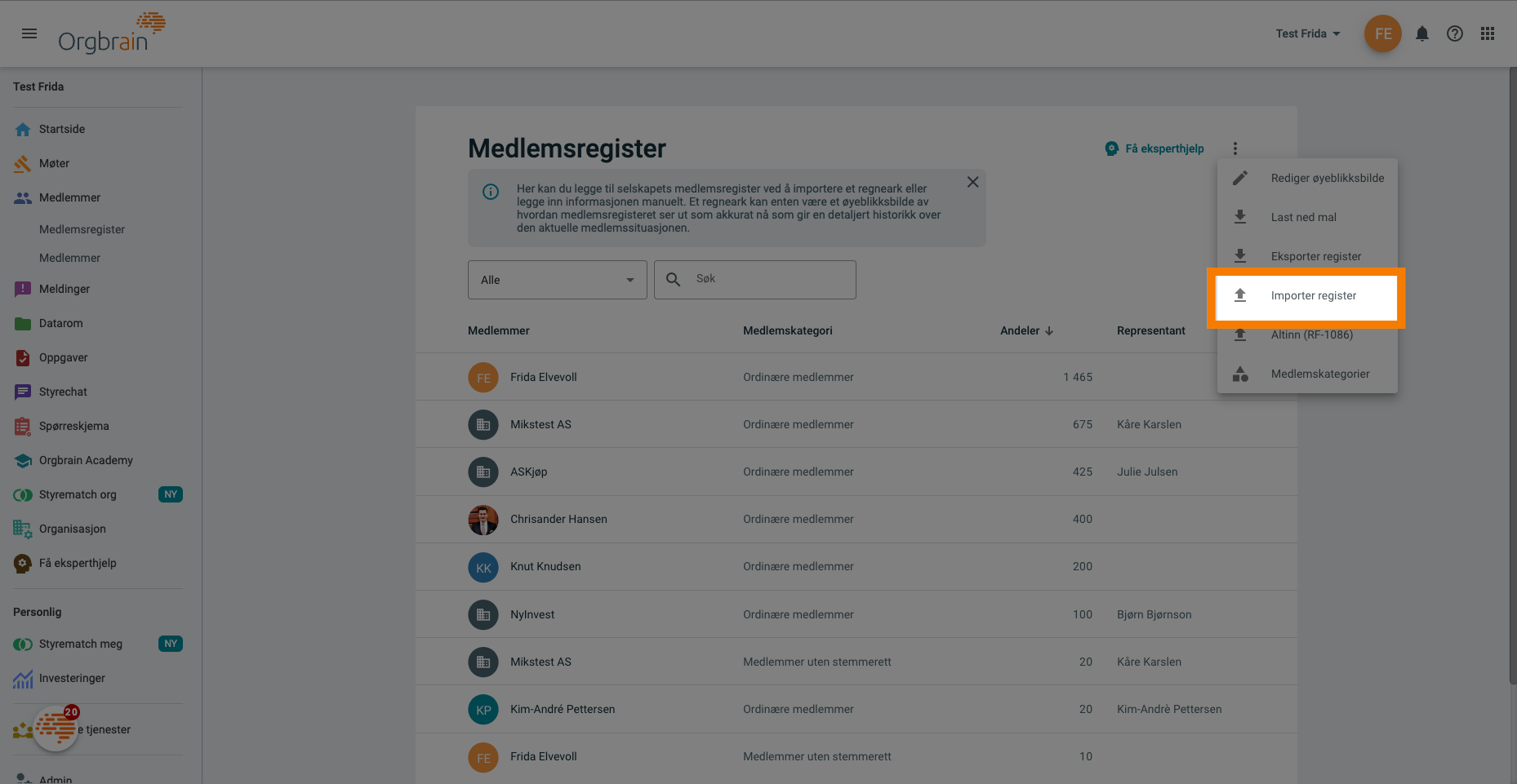 Importer register