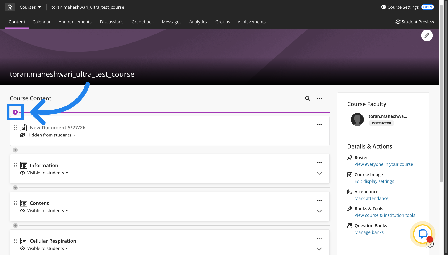 Open Add Content Menu