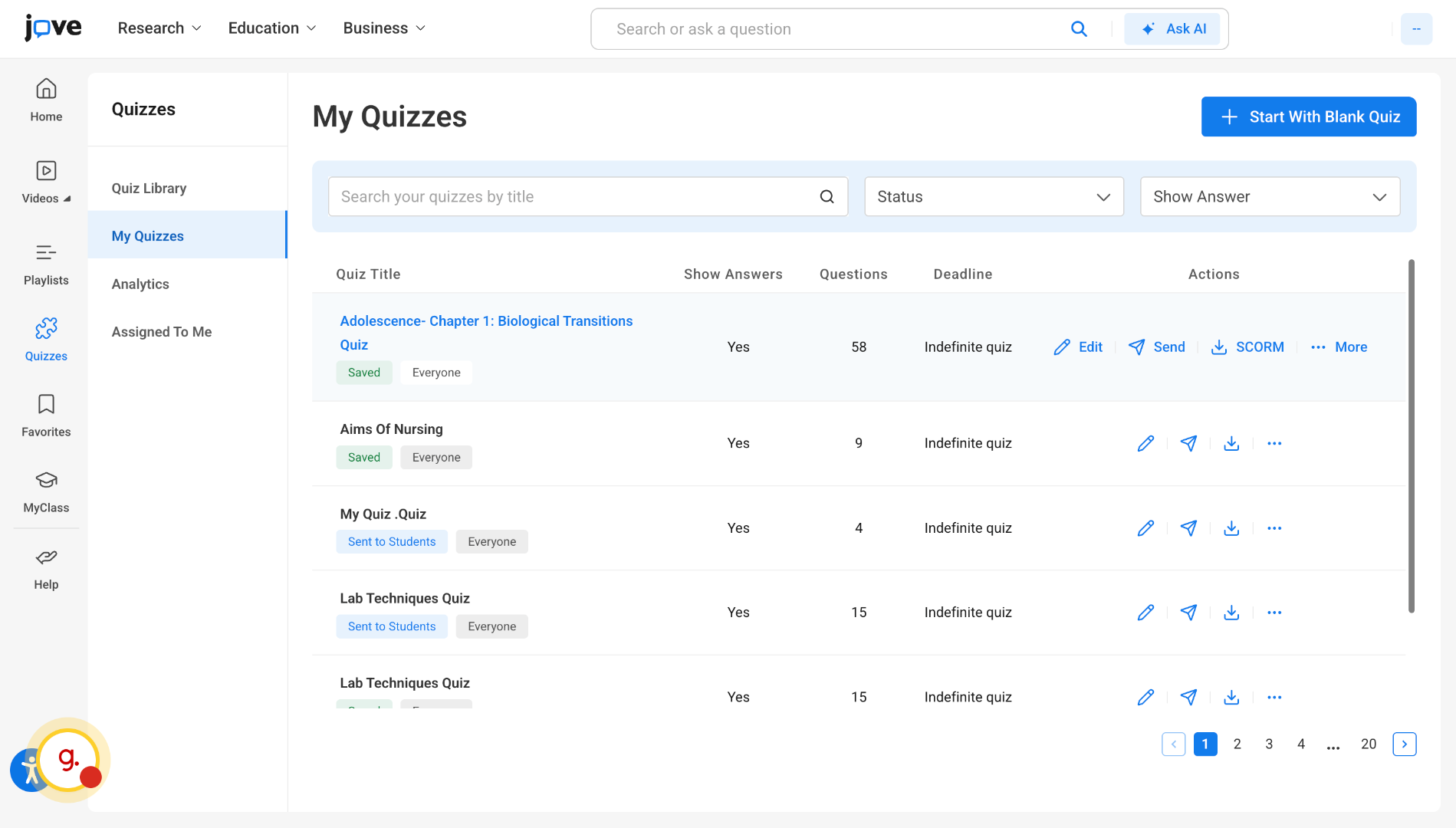 Distribute Quiz to Students