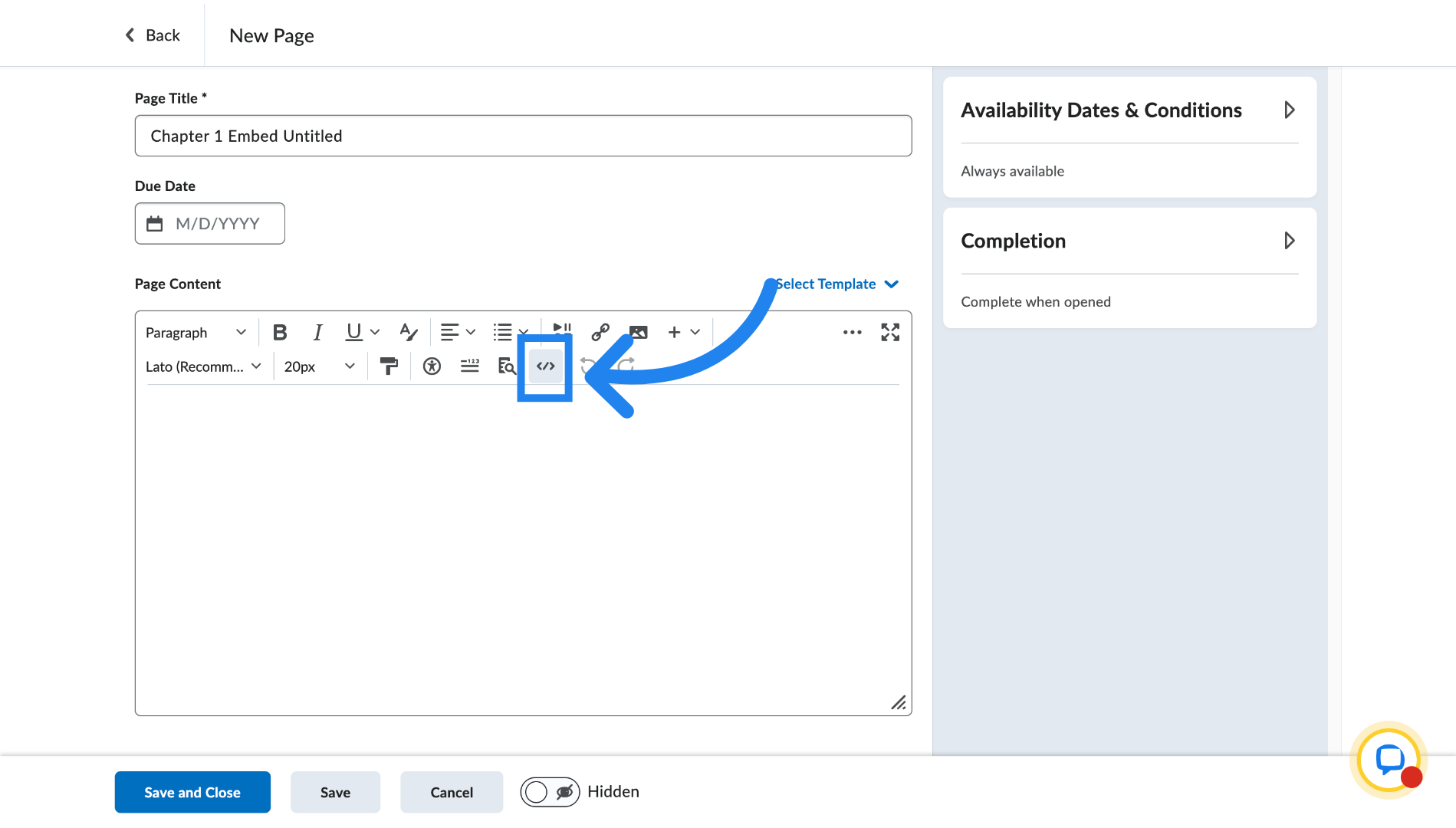 Insert Embed code