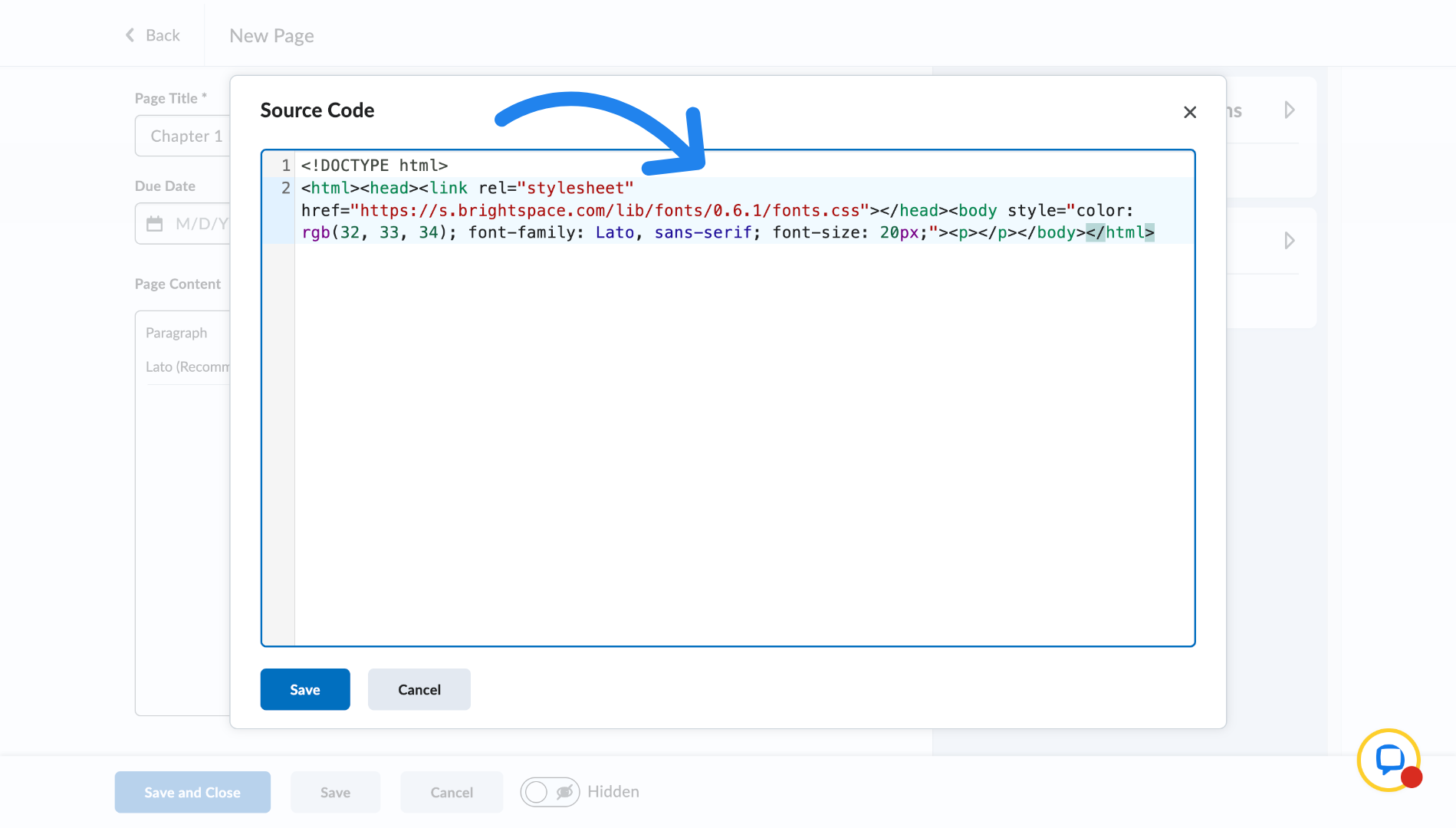 Paste embed code