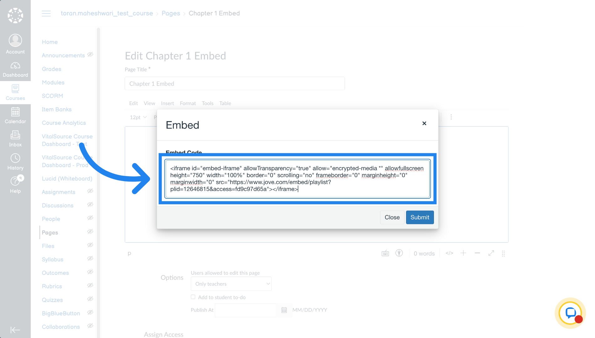 Paste Embed Code