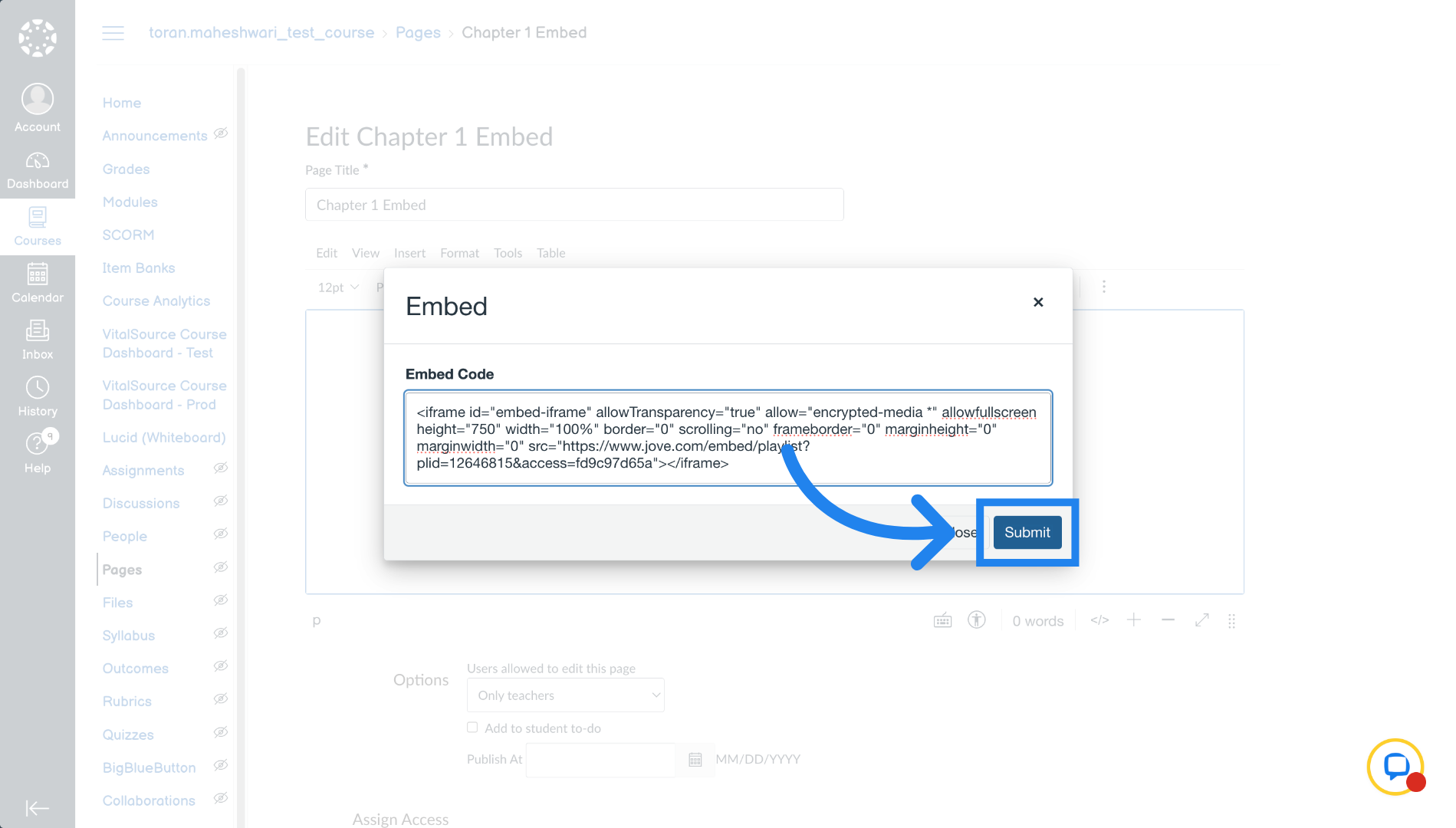 Submit Embed Code