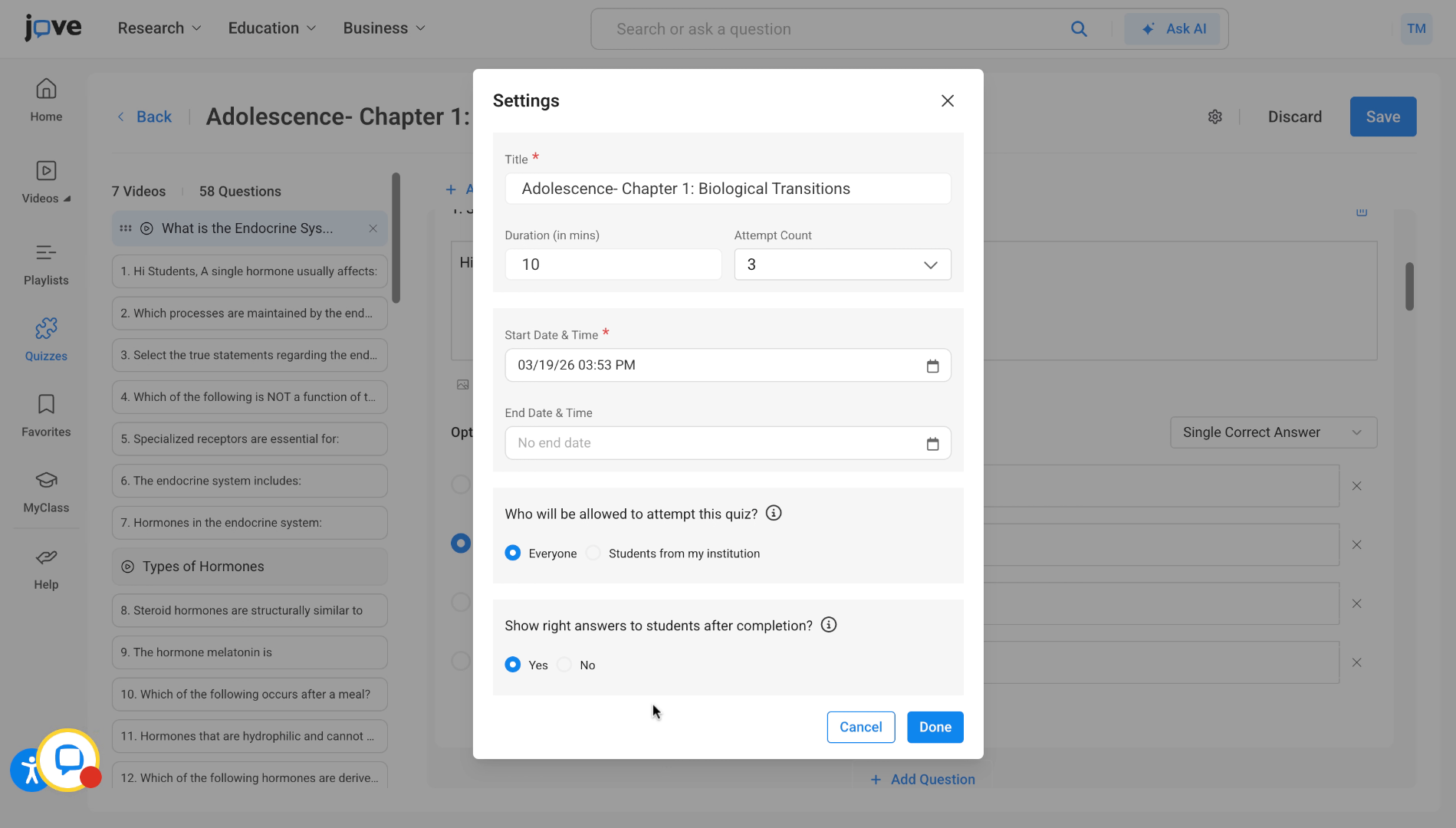 Configure Quiz Attempt Restrictions
