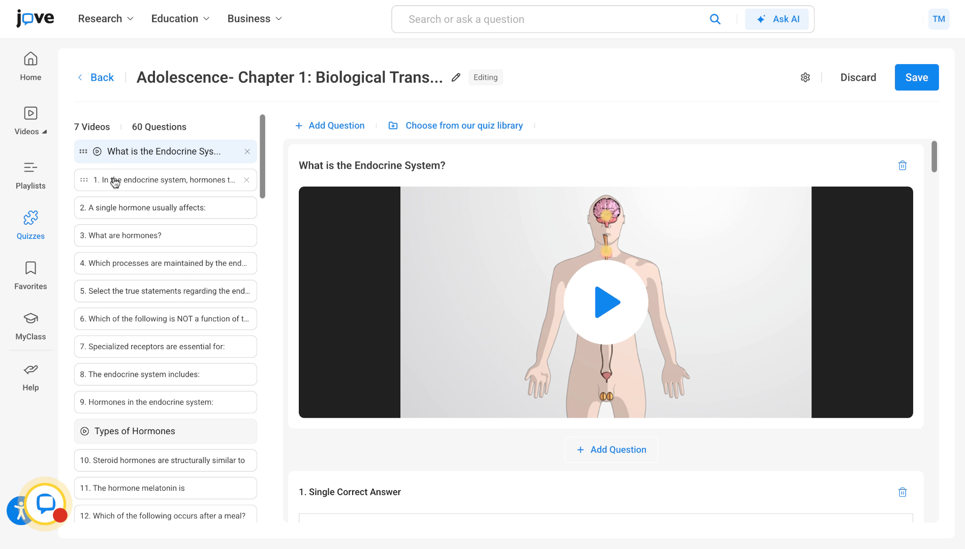 Edit and Remove Quiz Items