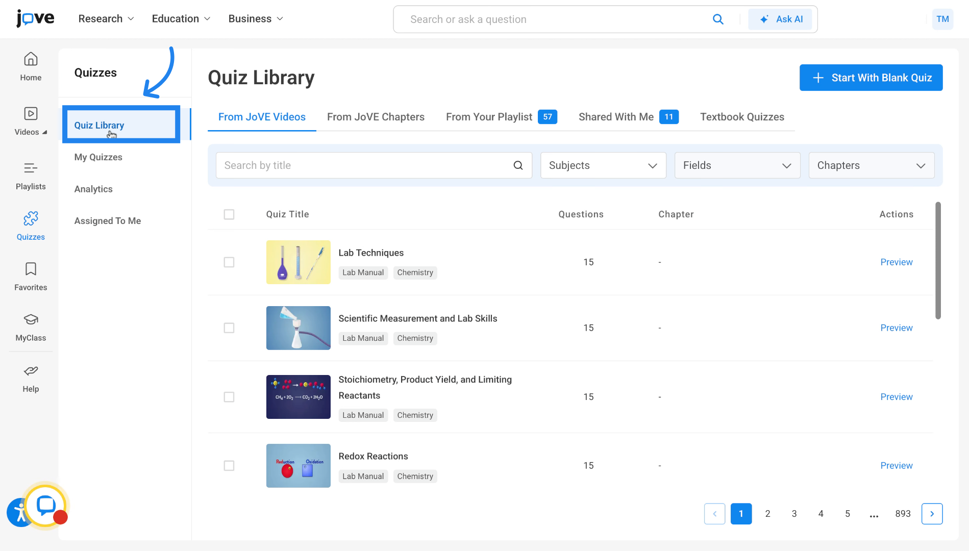 Overview of Quiz Library