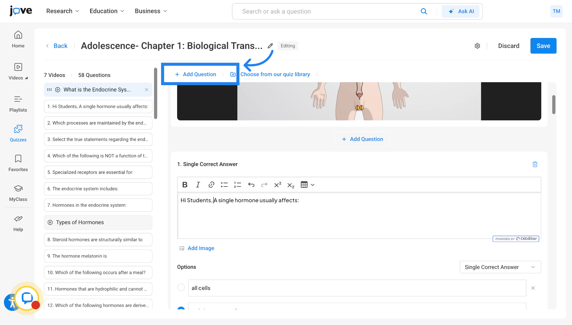 Add Questions to Quiz