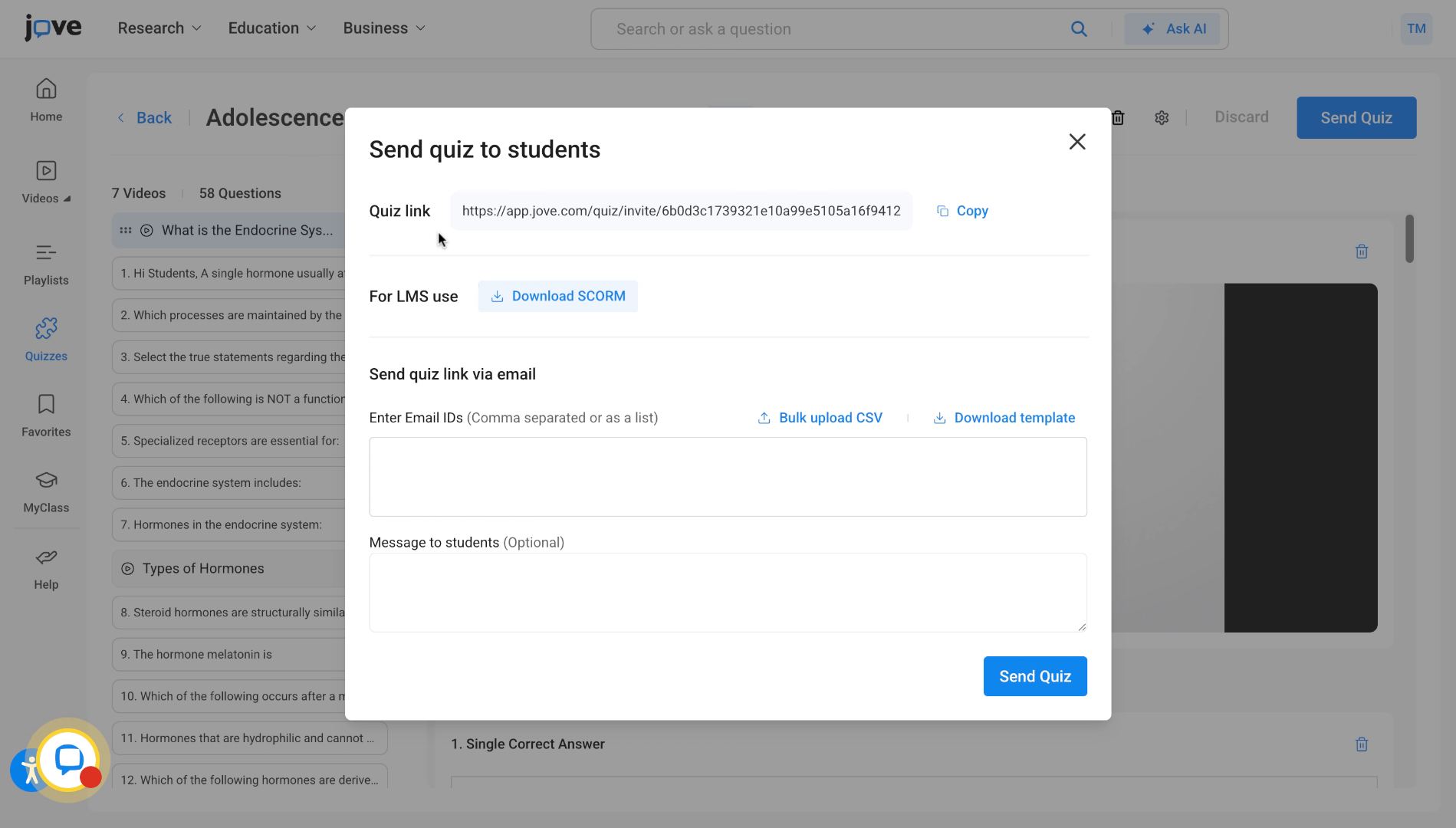 Prompt to Share Quiz