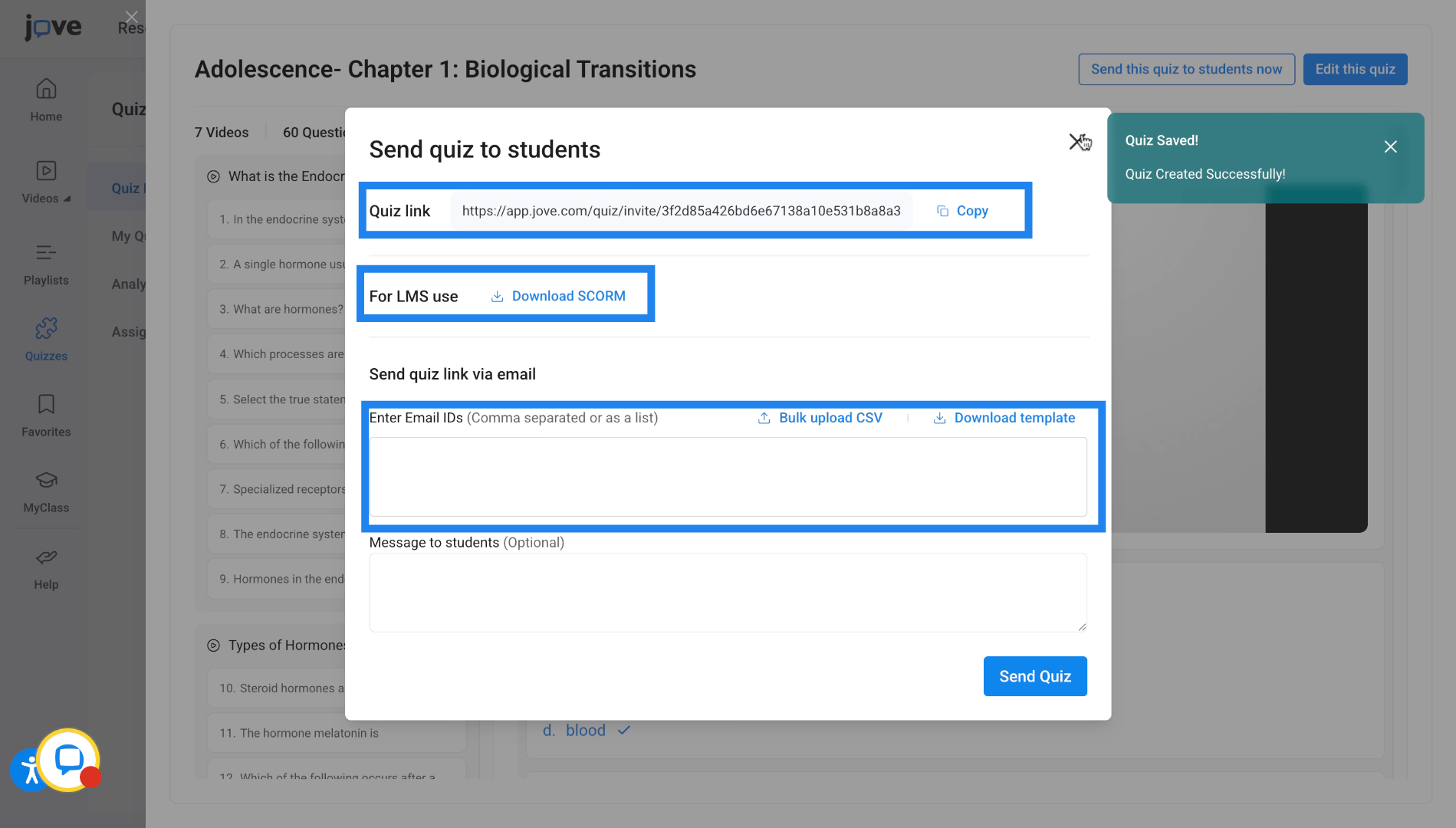 Understand Quiz Sharing Options