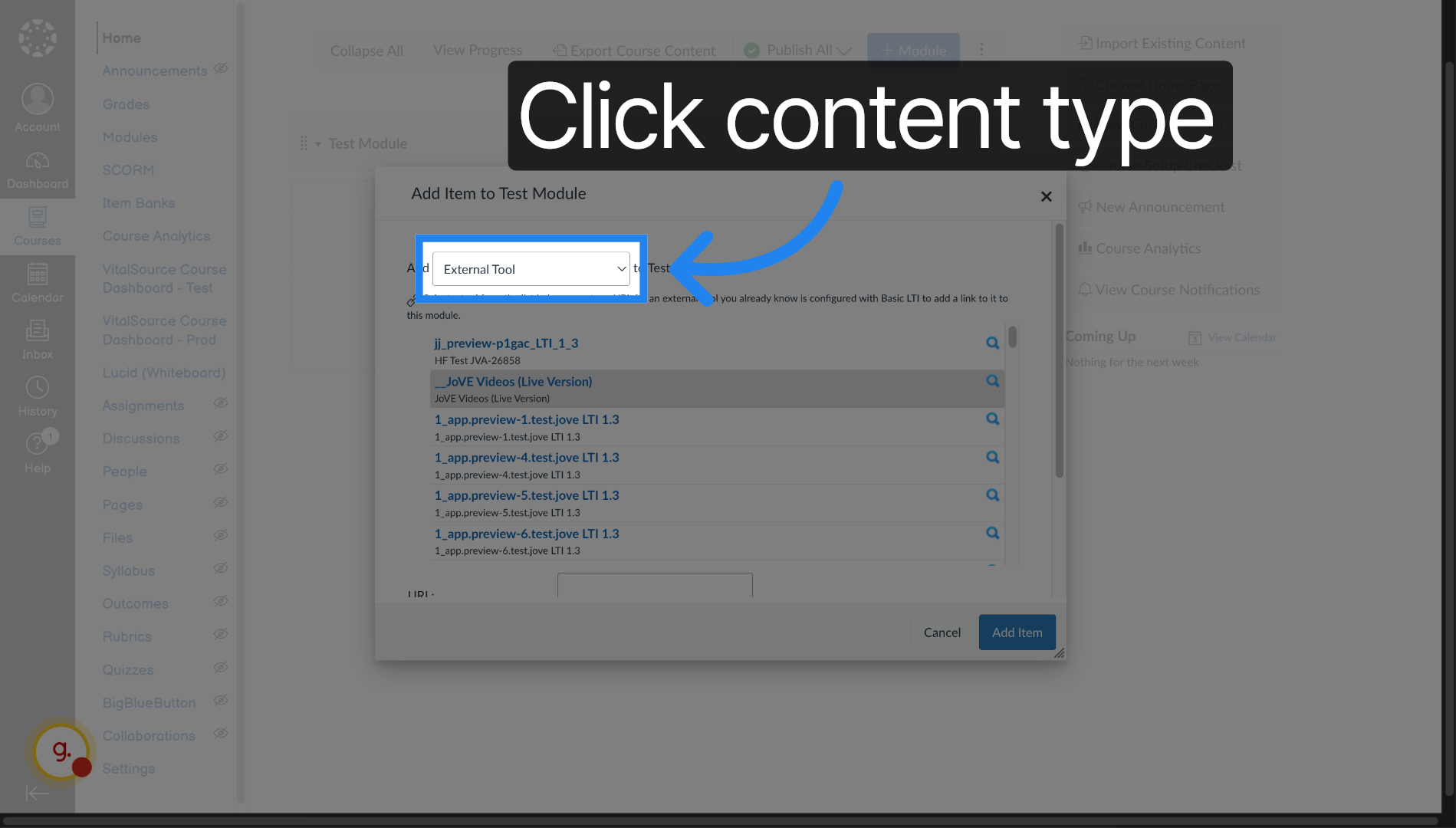 Select Content Type