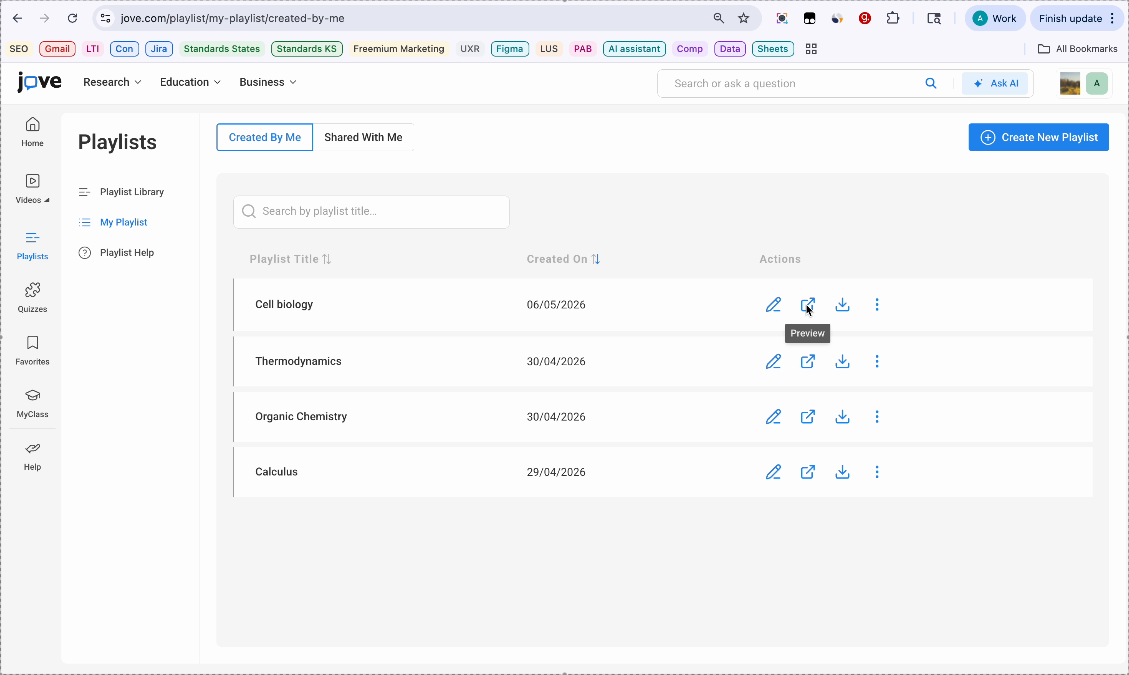 Previewing Playlist View