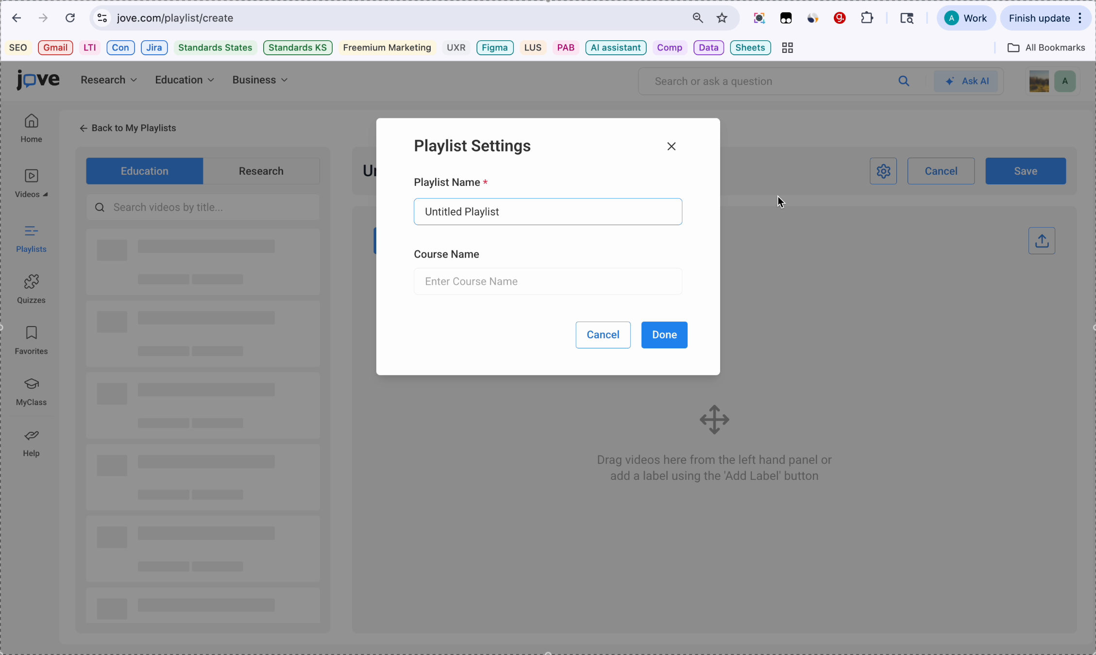 Playlist Settings Window