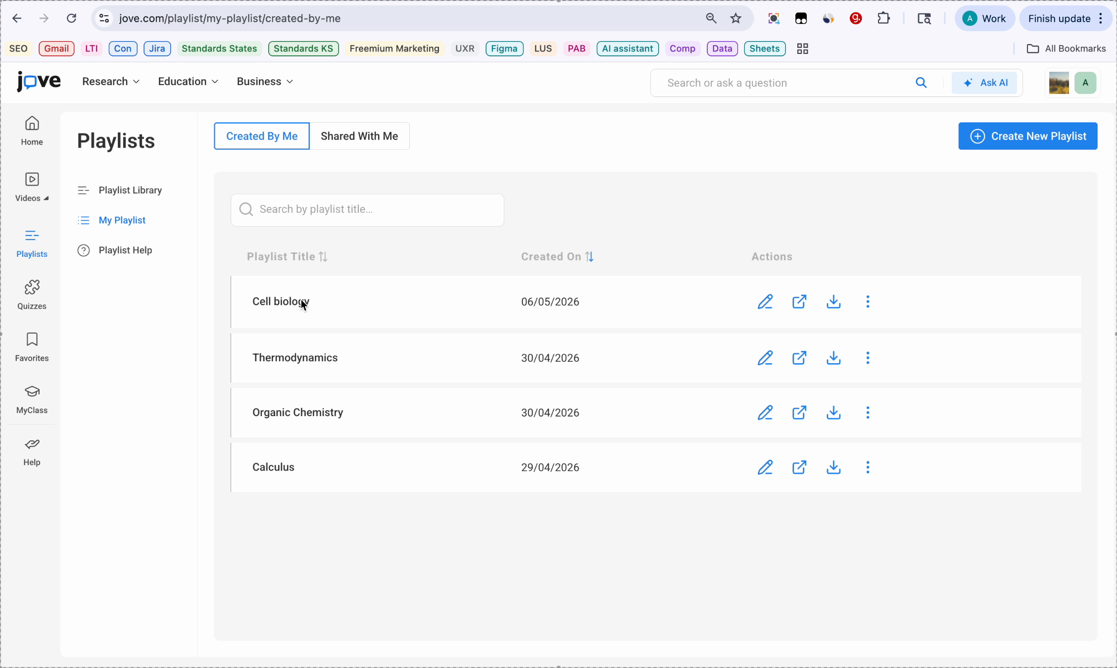 Playlist Date And Actions