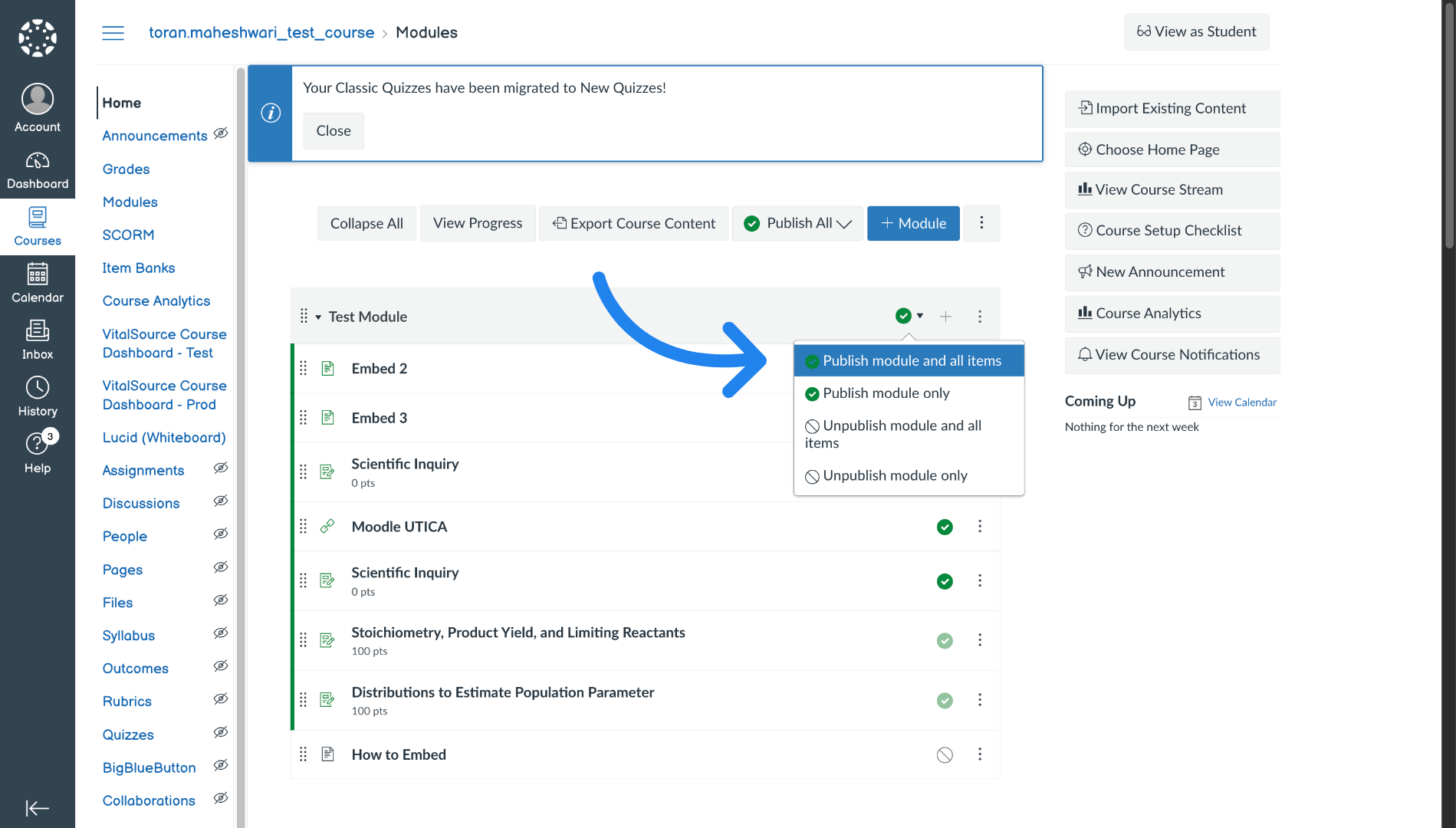 Make the uploaded content available to students in Canvas
