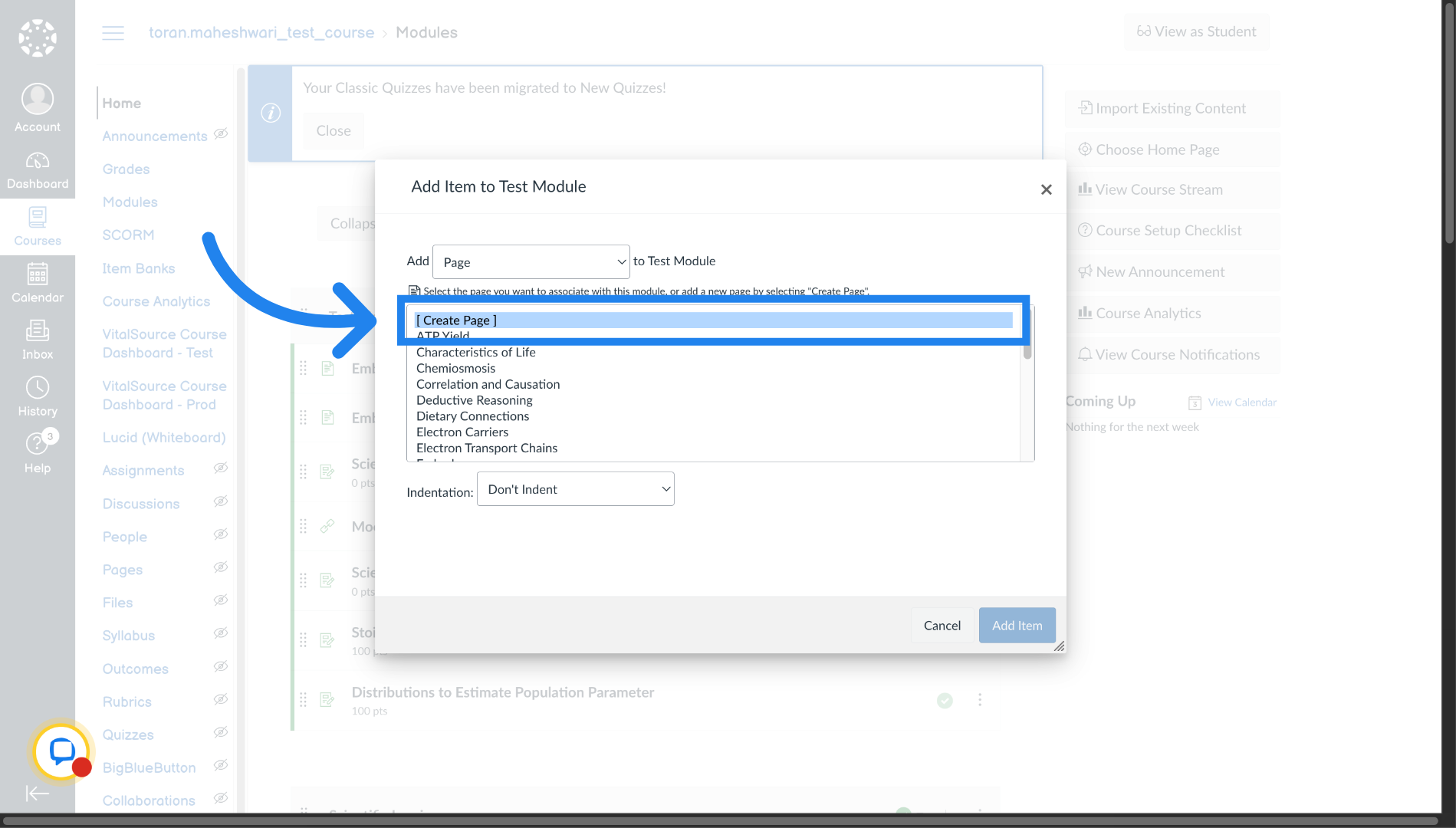 Create New Page in Canvas