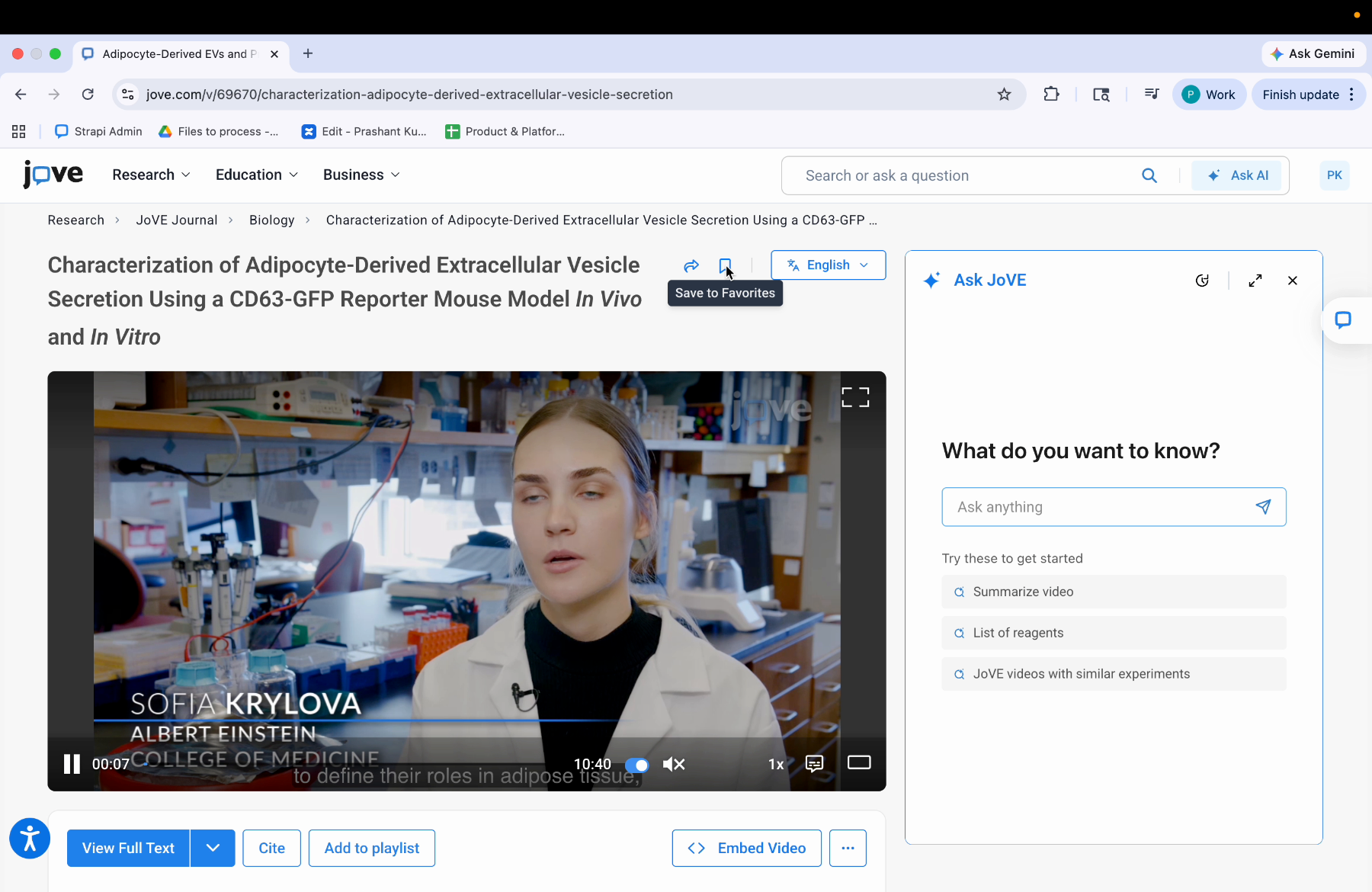 Saving Research Videos To Favorites