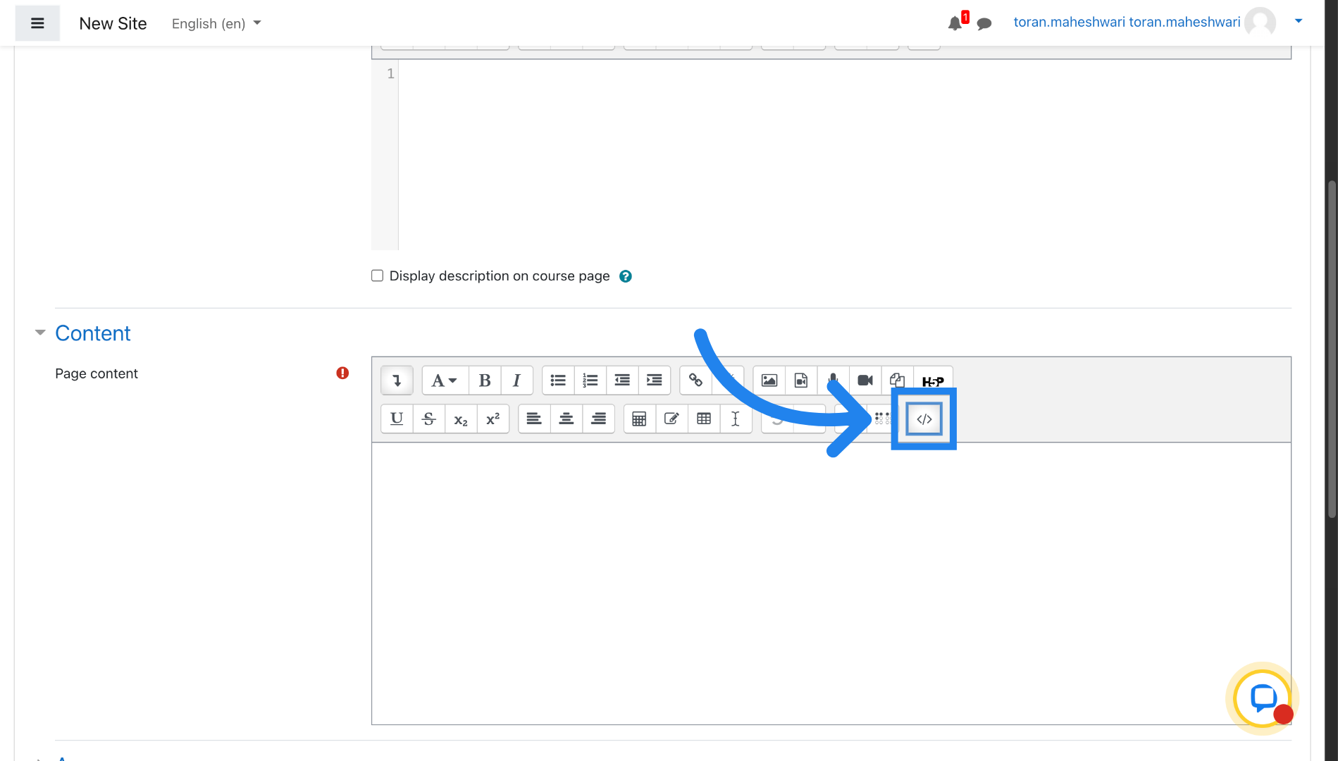 Access Embed Code Area