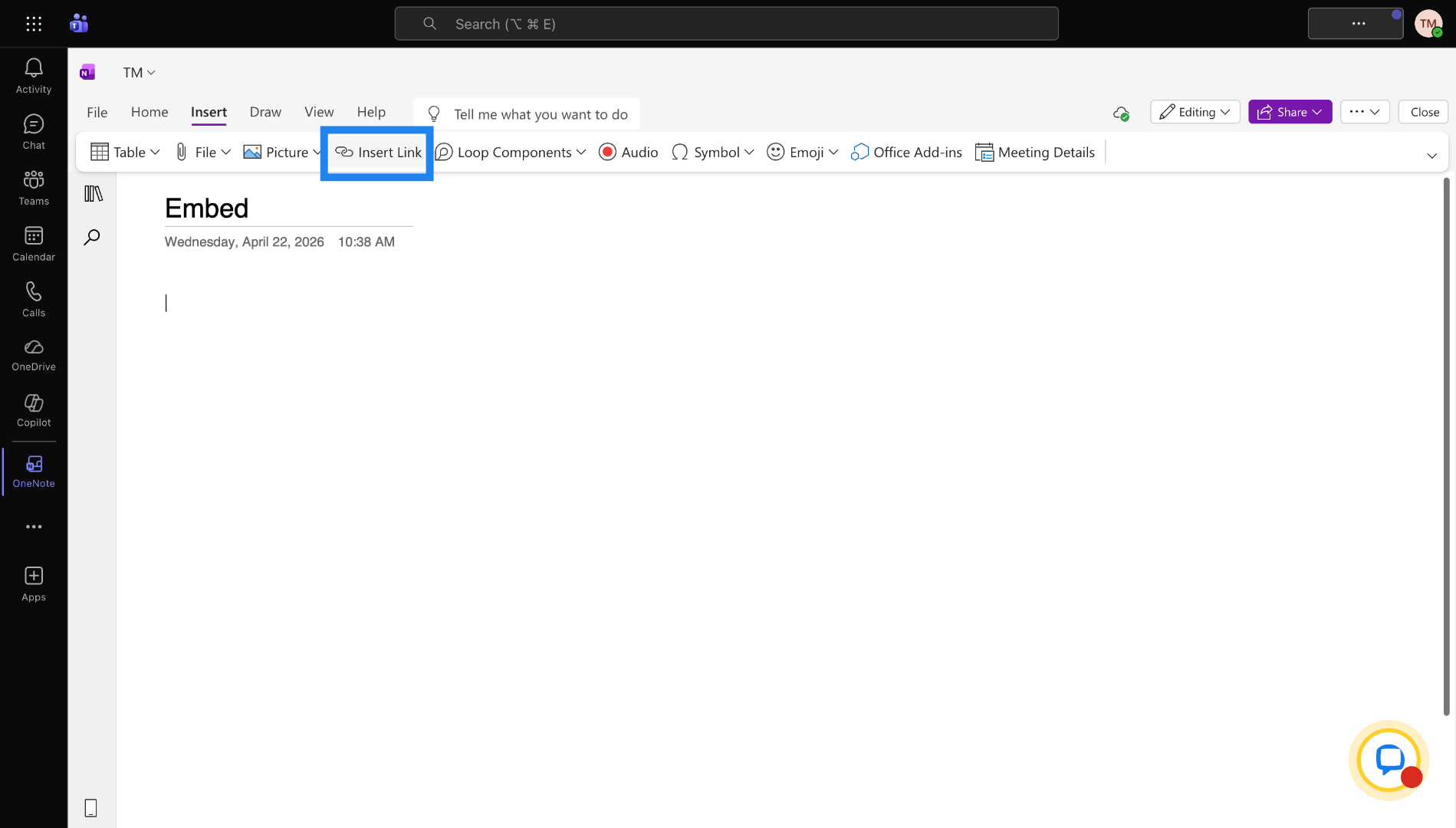Choose Insert Link
