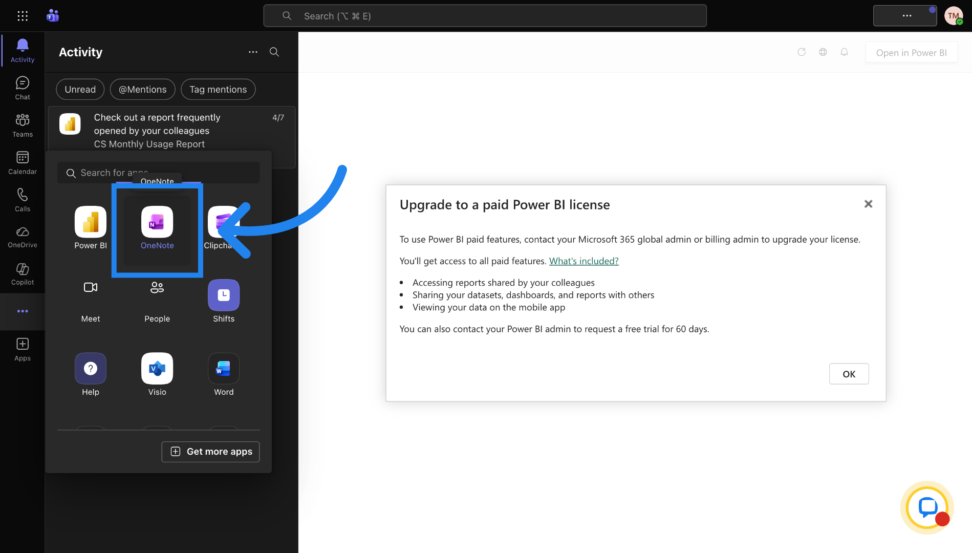 Open OneNote Application