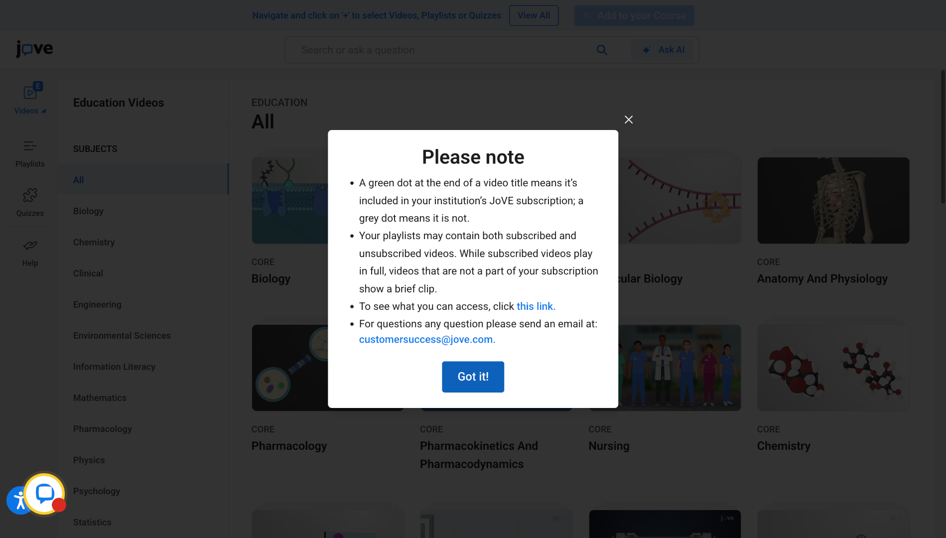 Switch to JoVE LTI experience  in Canvas