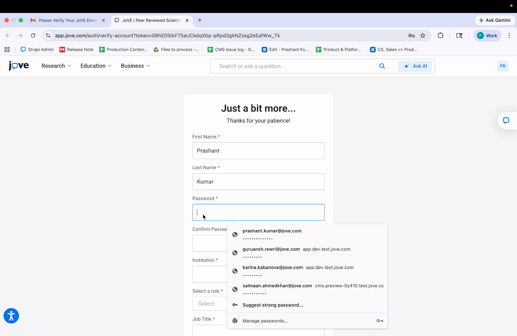 Setting And Confirming Password