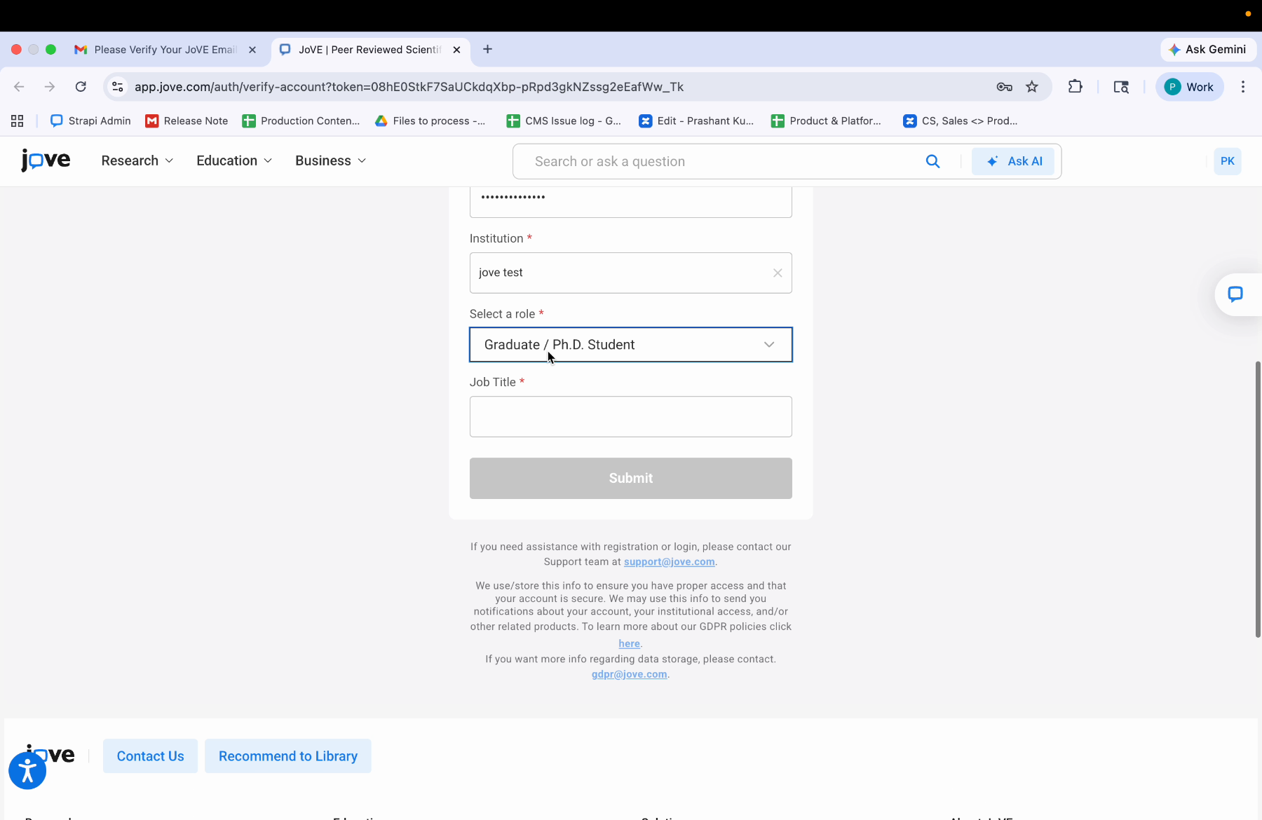 Entering Job Title And Submission