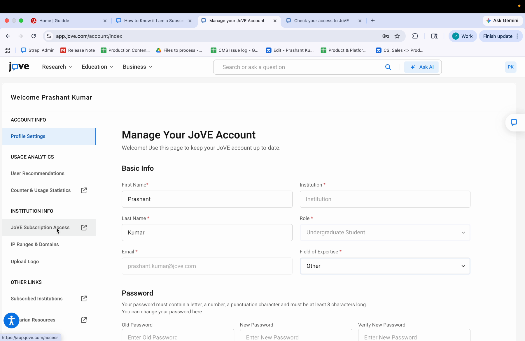 Locate Subscription Access Panel