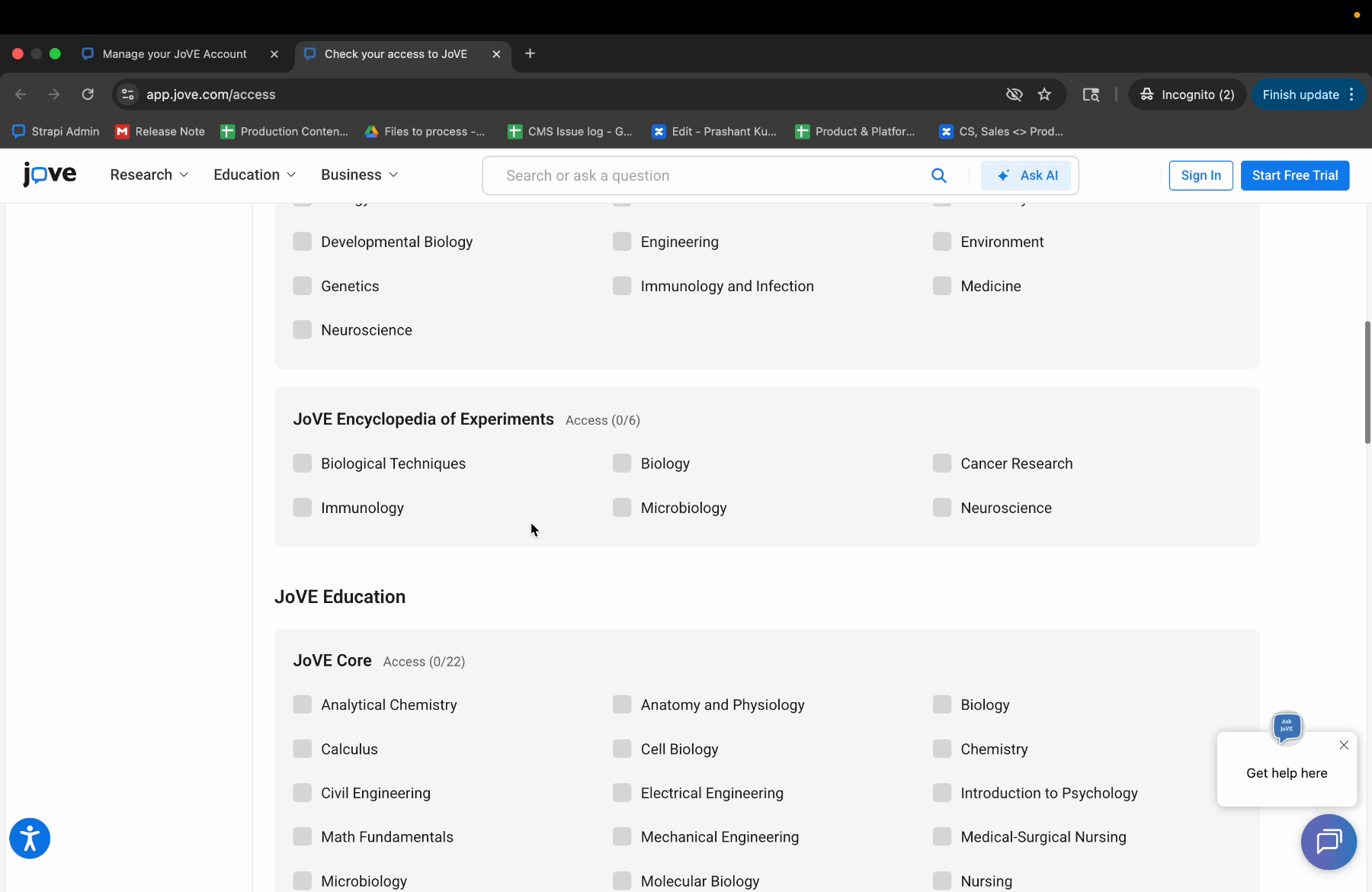 Subscribed Sections Highlighted