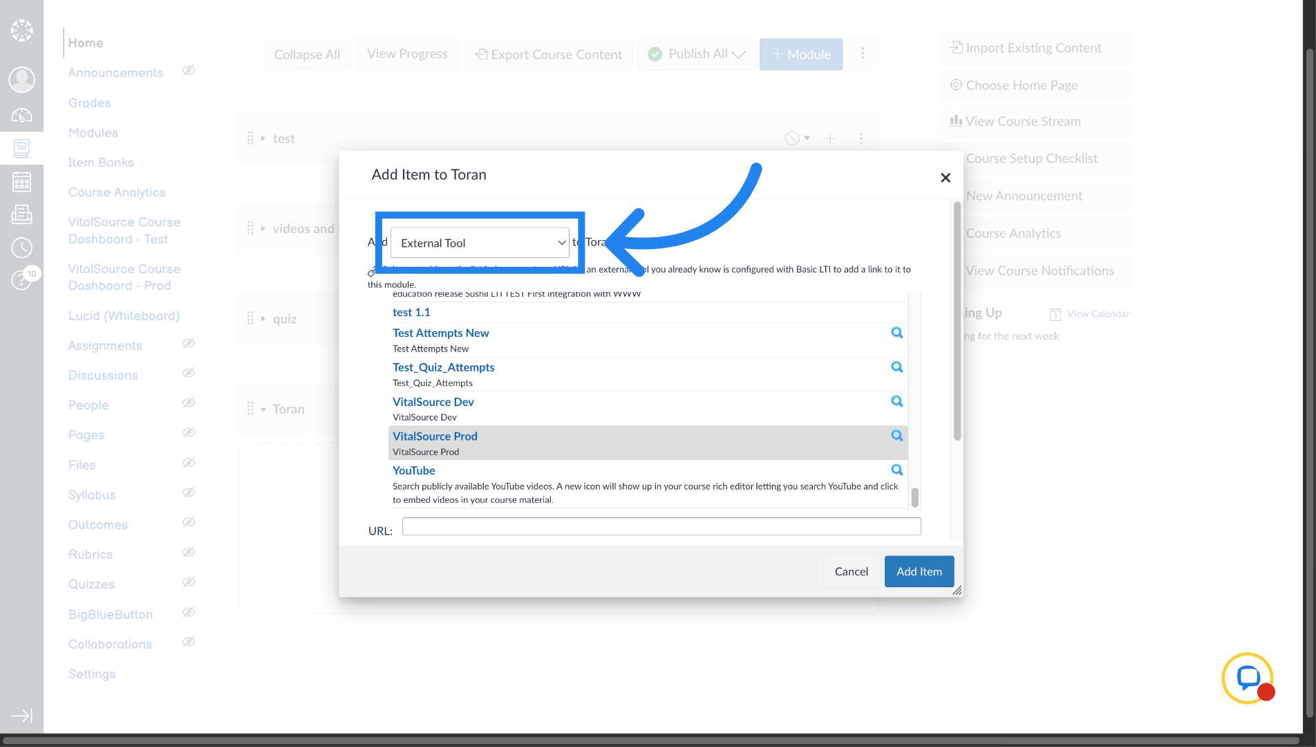 Select External Tool Option