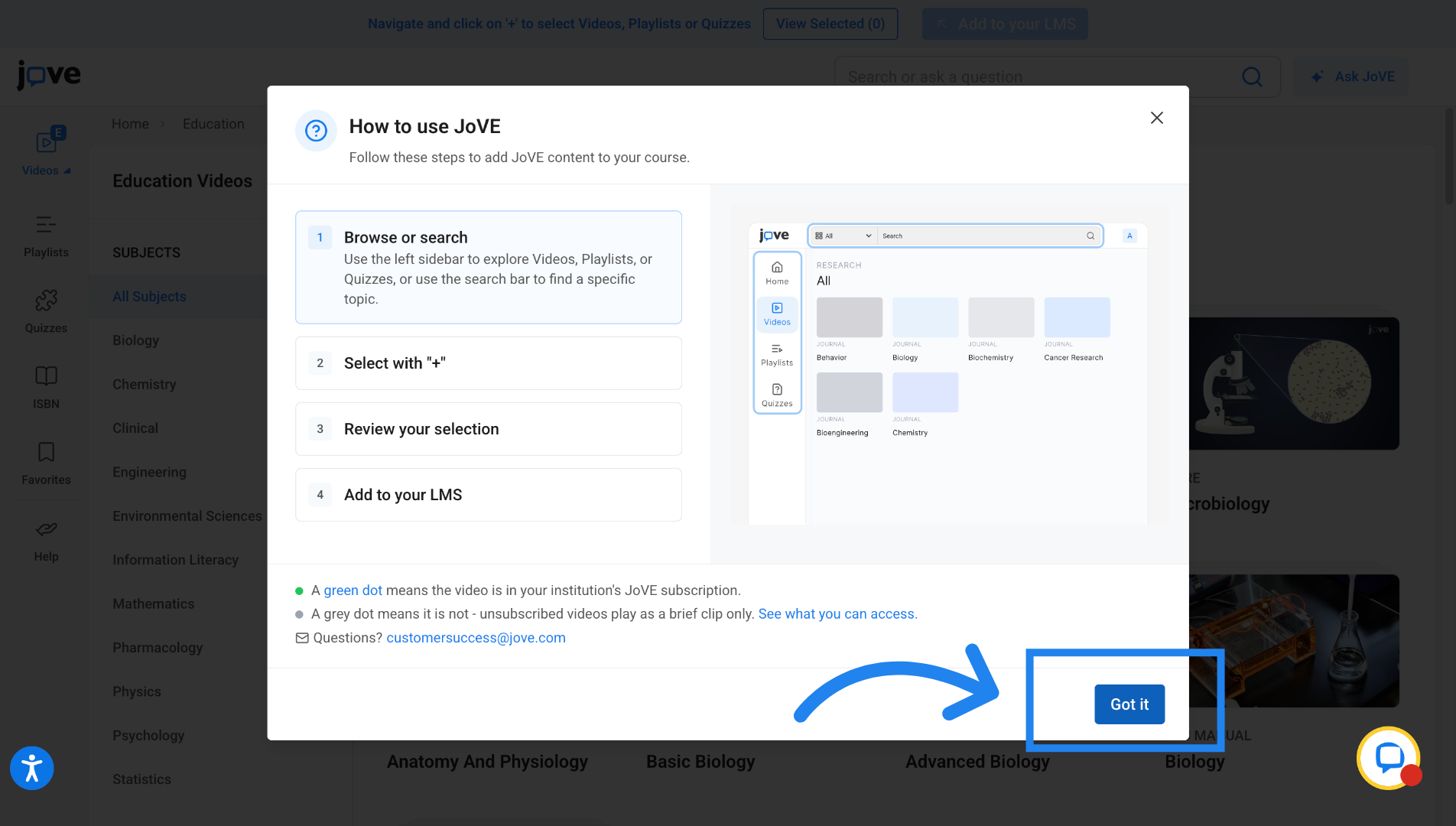 Switch to JoVE Website