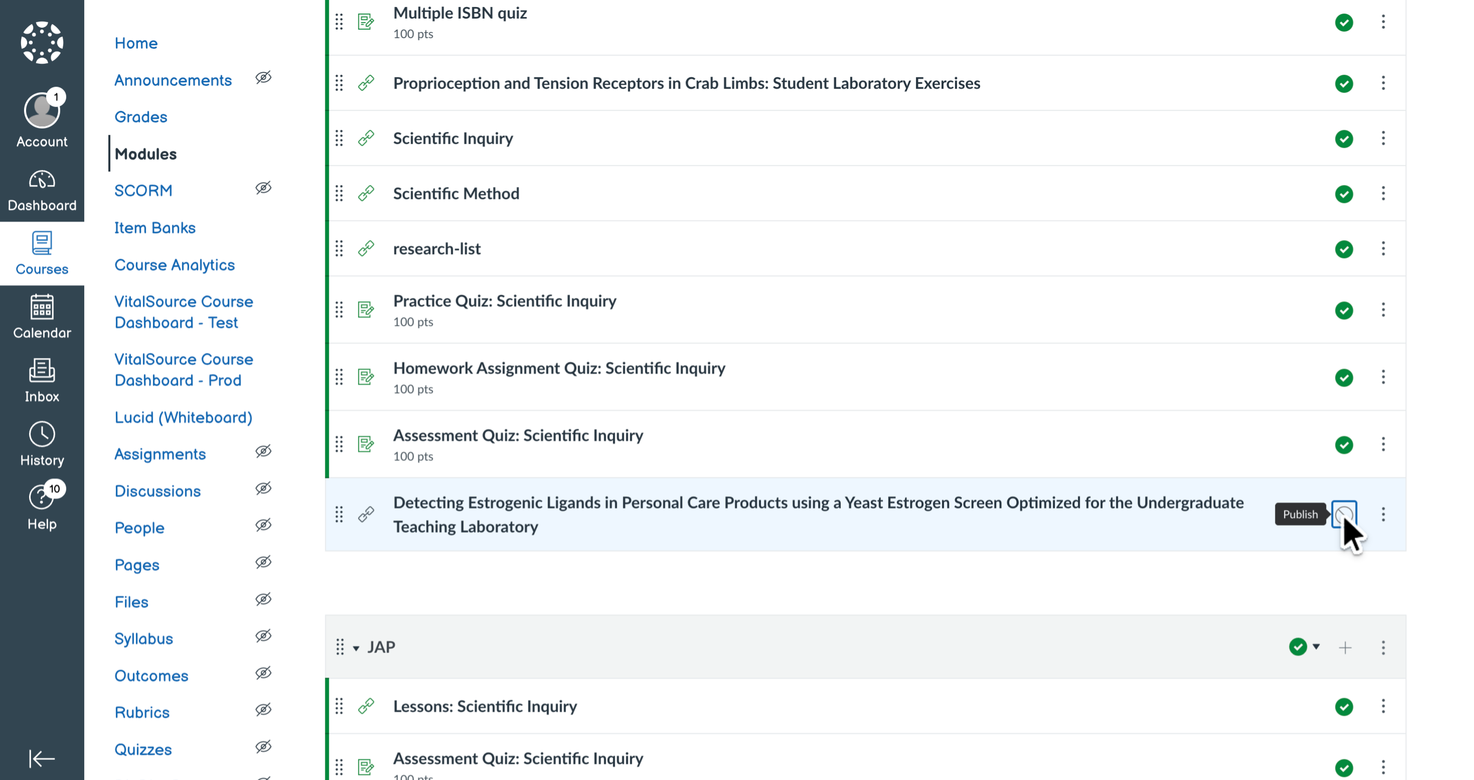Publish Added Content