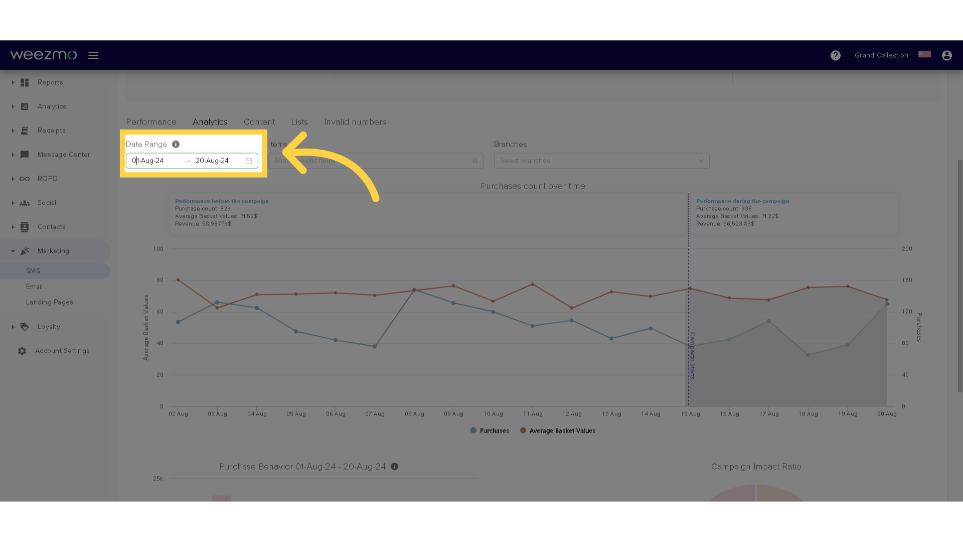 Select date range