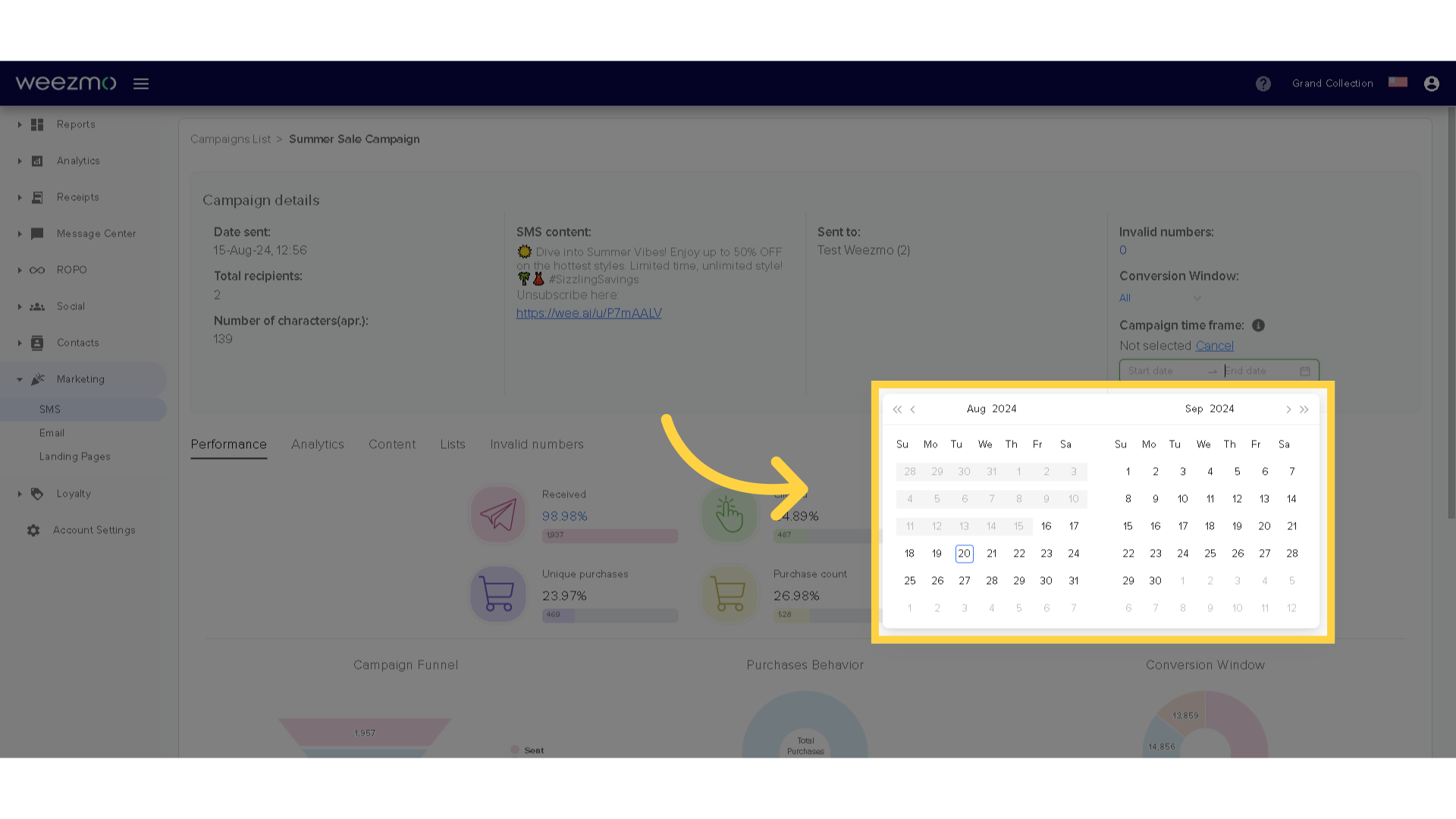 Select date range