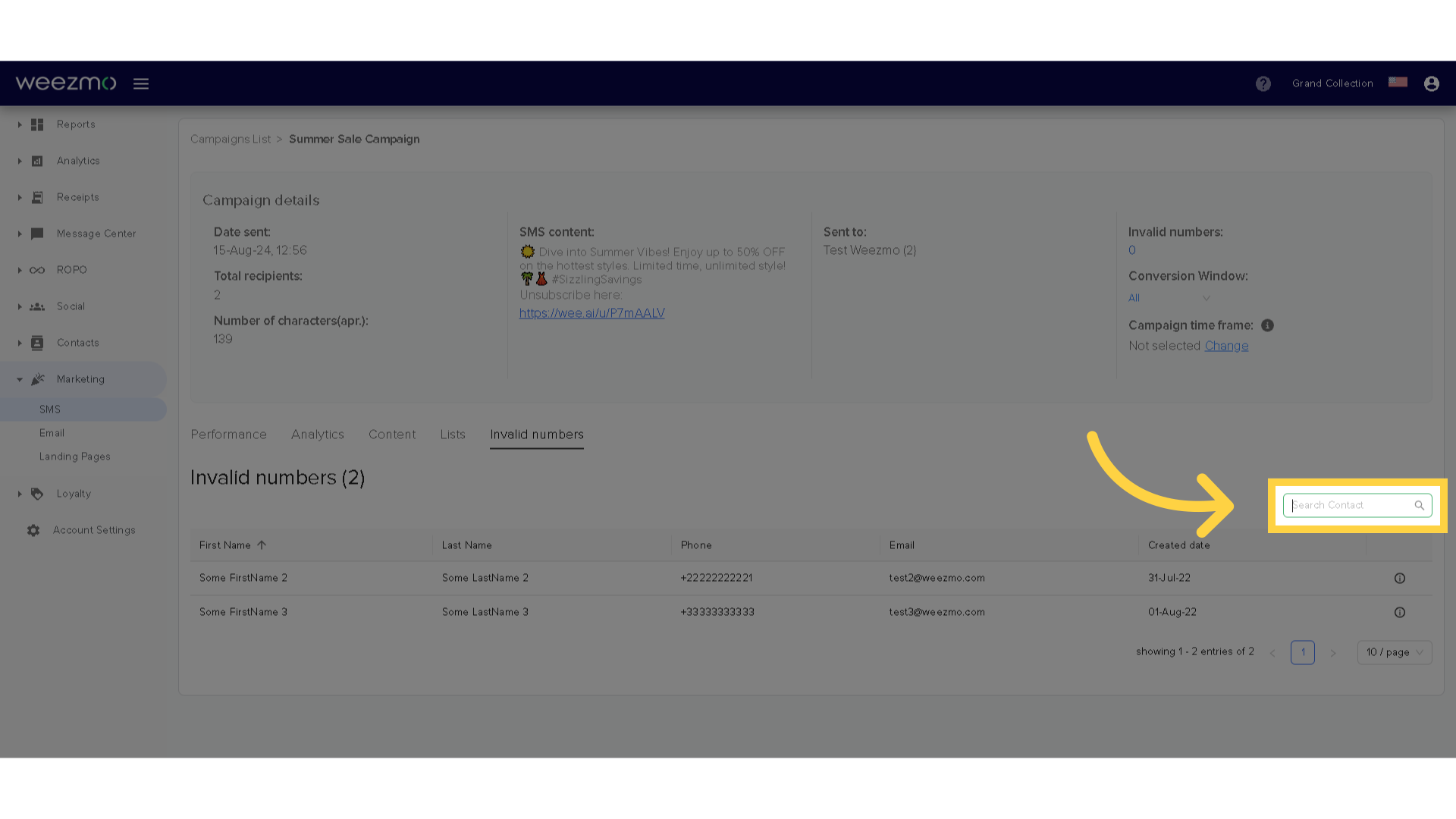 Search contact