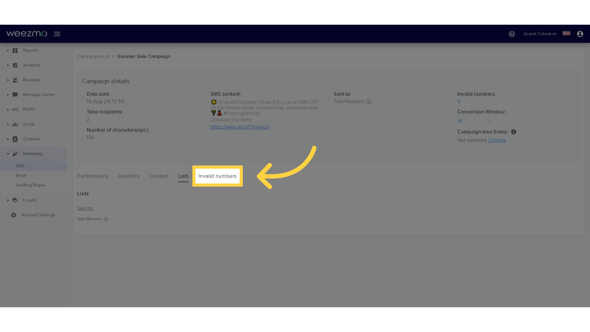 Click 'Invalid numbers'