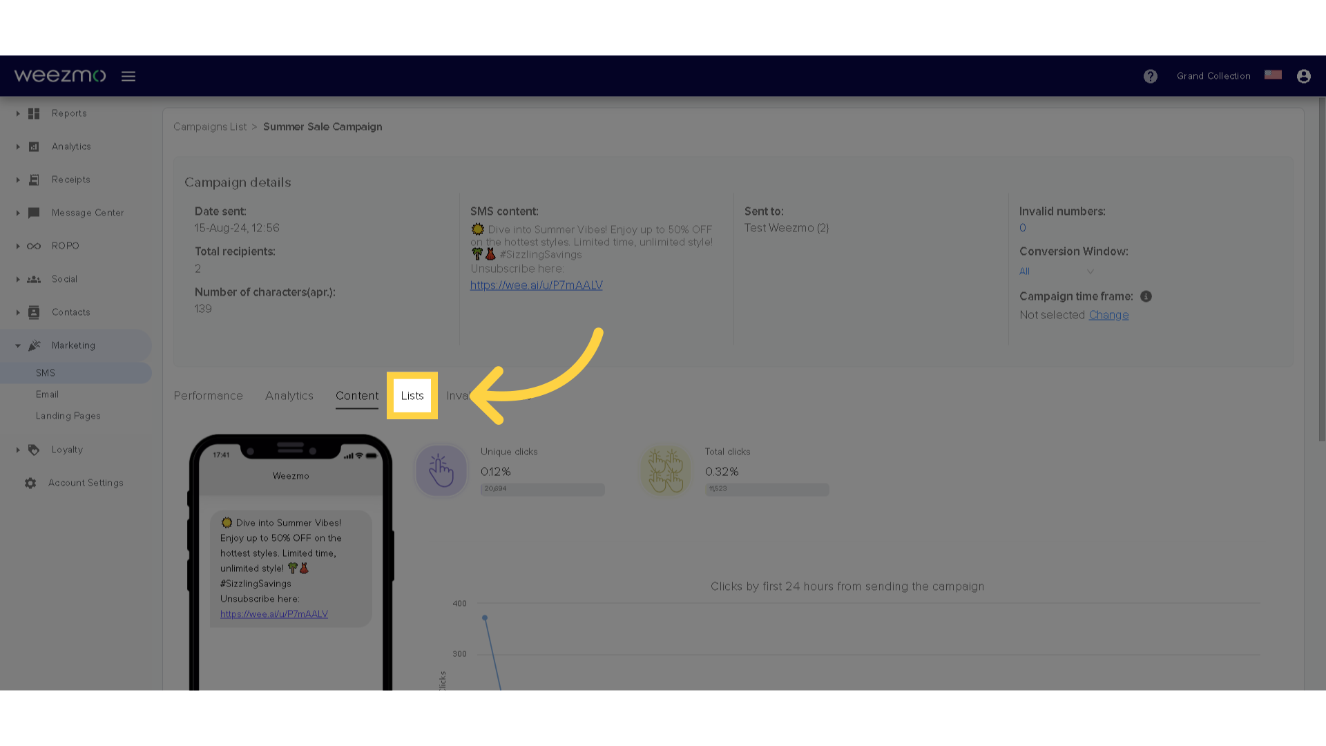 Click 'Lists'