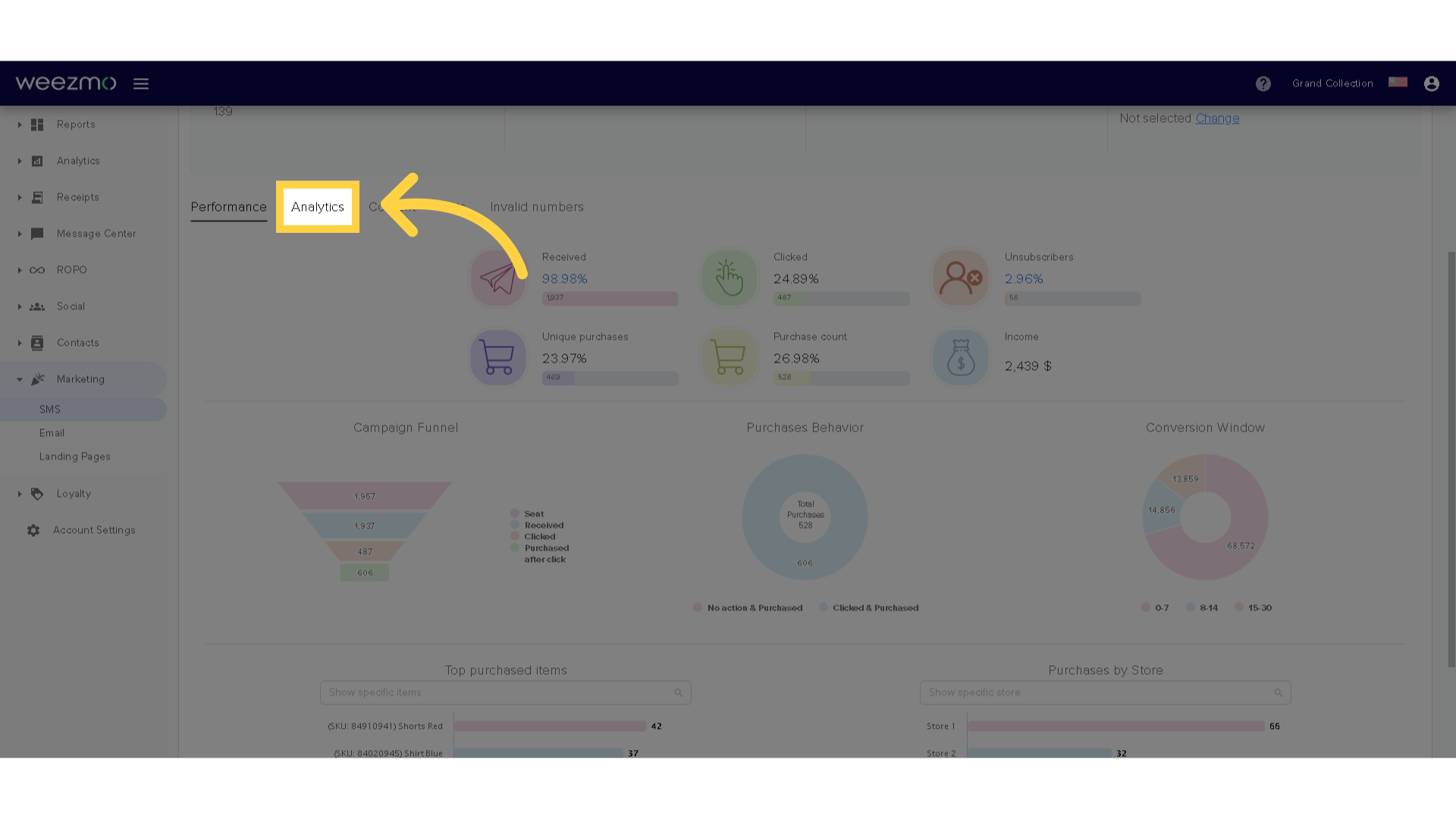 Click 'Analytics'