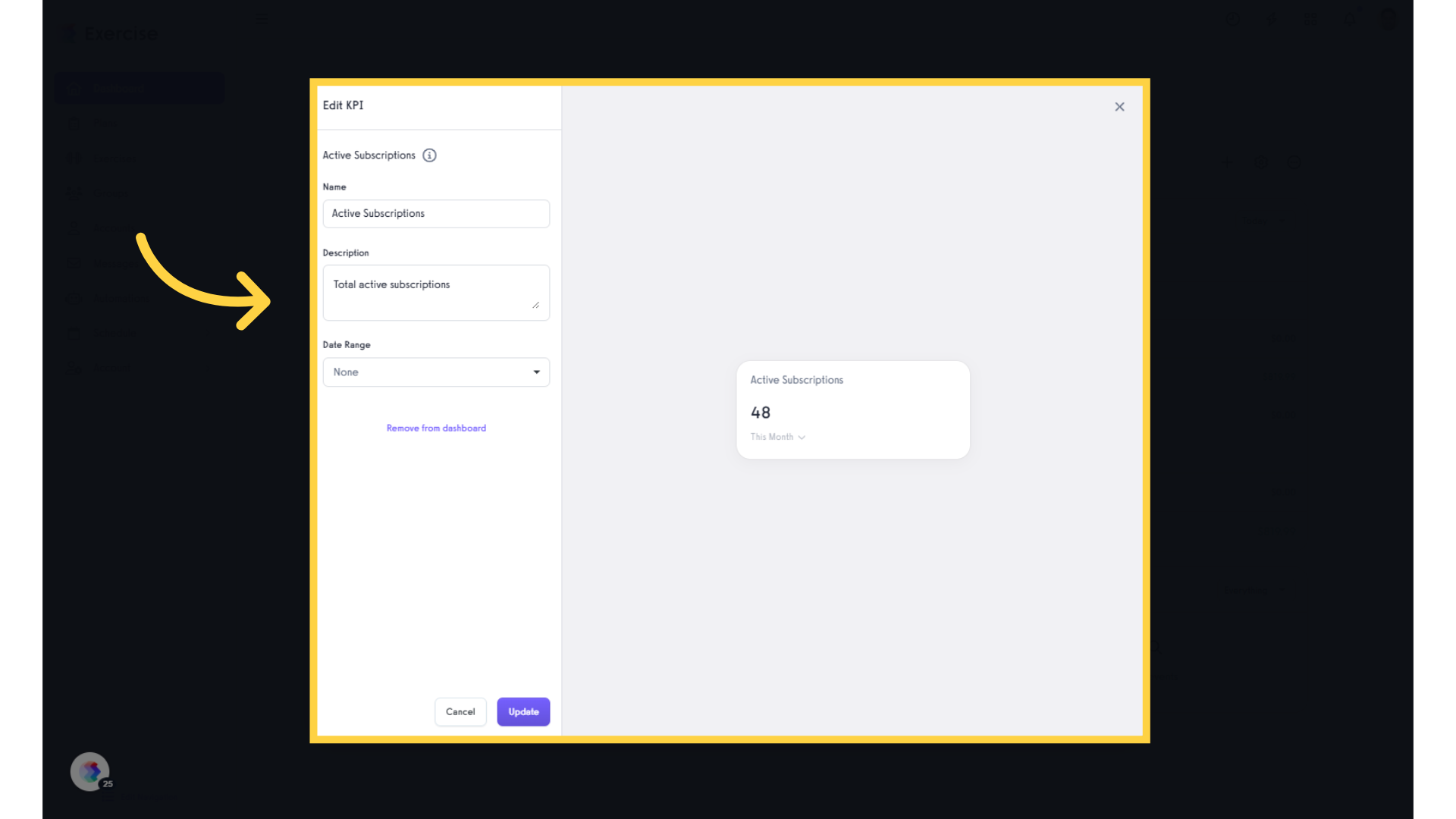 Customize the KPI.