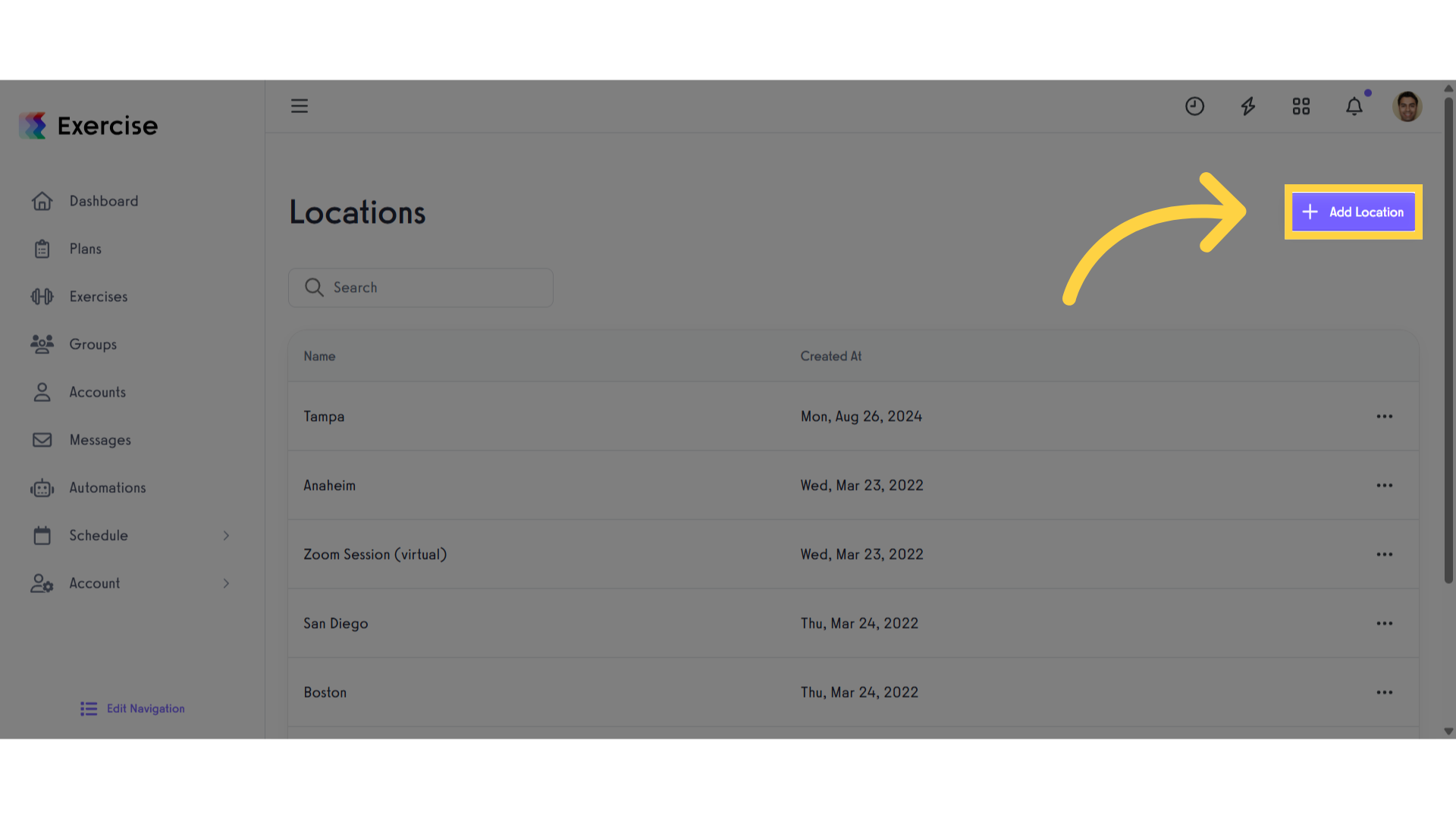 Click 'Add Location'