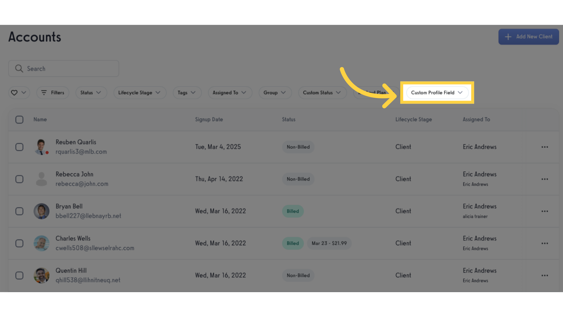 Click 'Custom Profile Field'.
