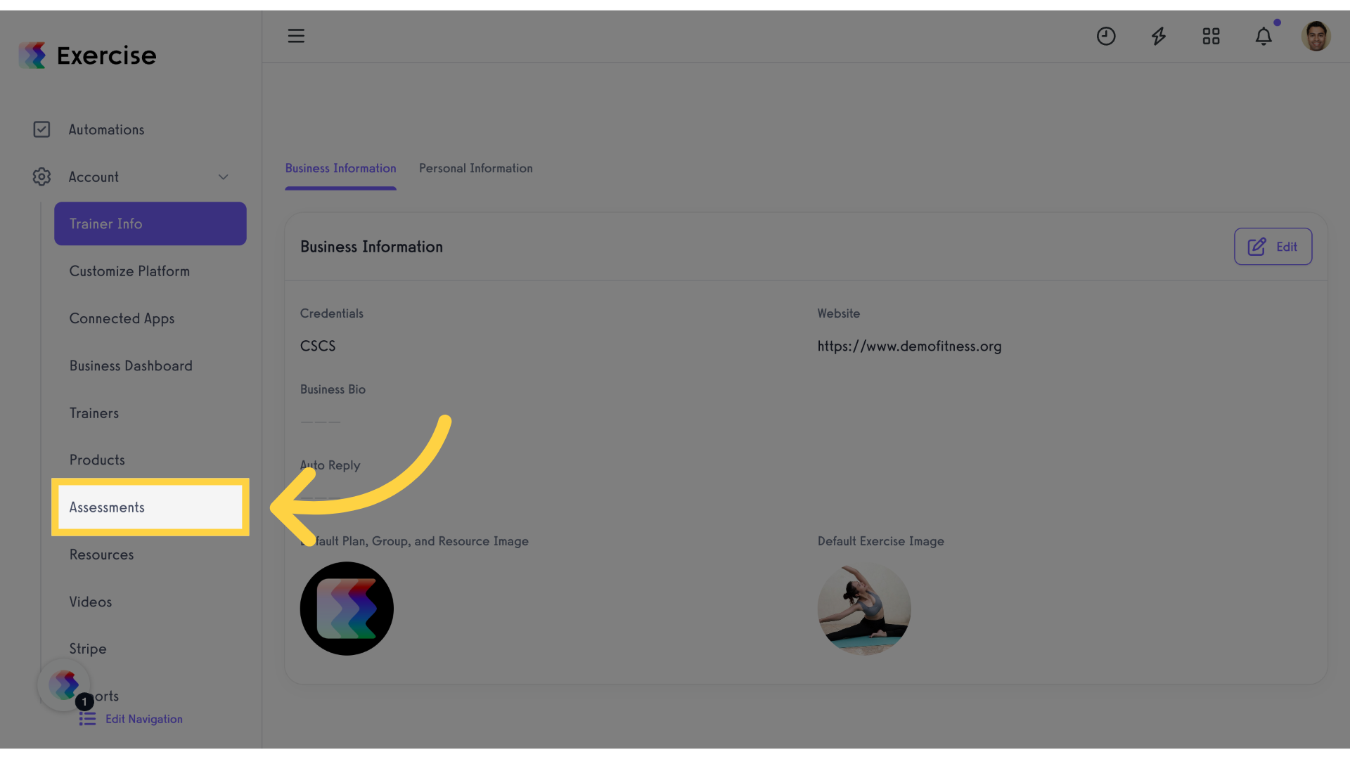 Click 'Assessments'